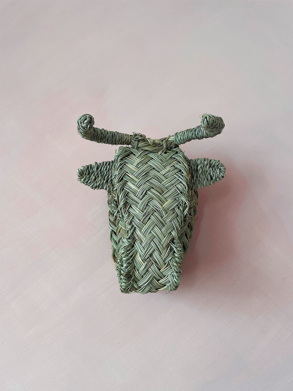 Mini Woven Animal Head Buffalo - Handmade Decorative Wall Hanging for Boho Home Decor, Nursery, Kids Room & Party