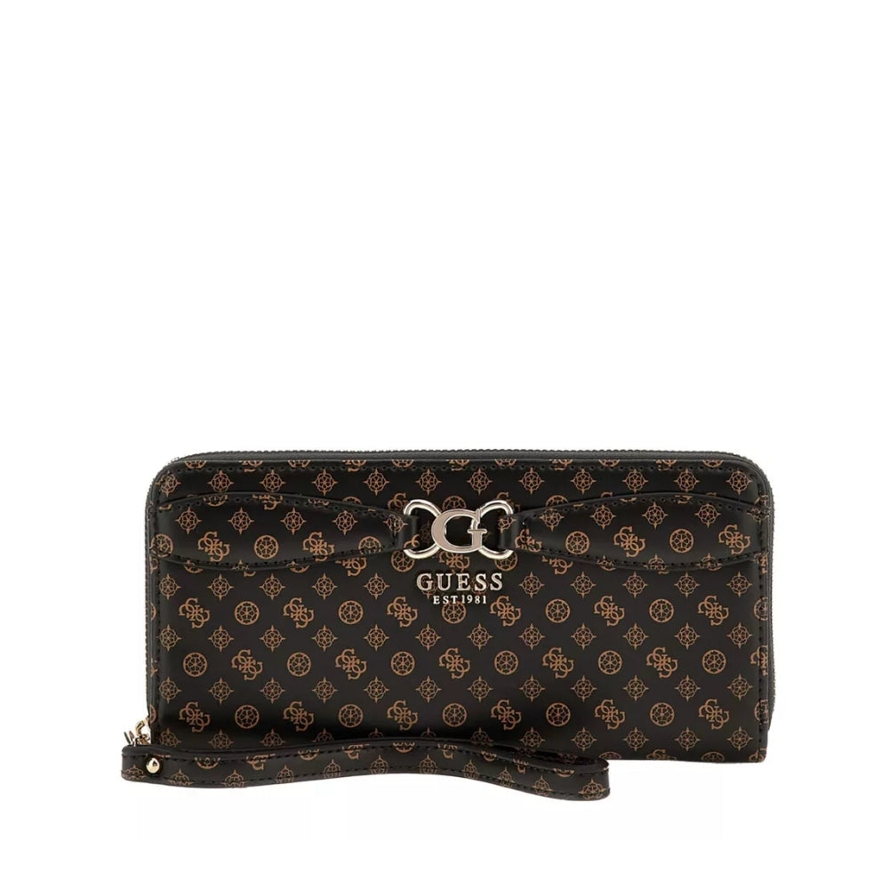 Brown Arlena Logo Large Zip Around Wallet - Stylish & Spacious Leather Wallet for Women - Perfect for Everyday Use, Travel & Business