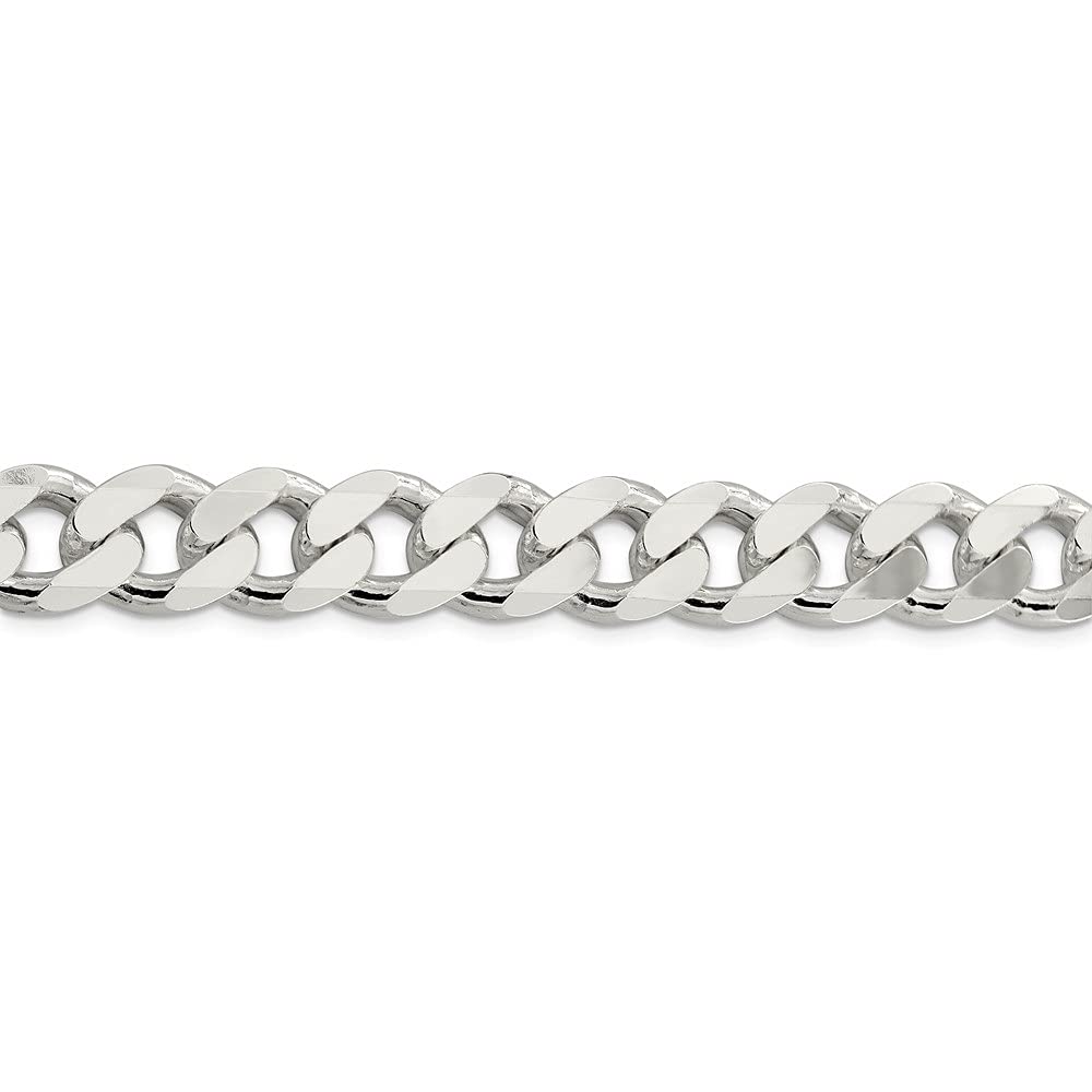 Diamond2Deal Sterling Silver 13mm Curb Chain Necklace for Men & Women - Trendy Layered Jewelry for Everyday Wear, Gifts & Special Occasions