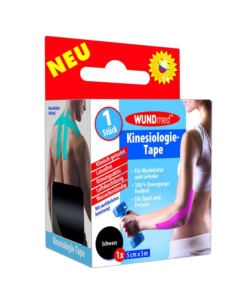 Premium Kinesiology Tape 5 cm x 5 m - Black | Muscle Support & Pain Relief for Athletes, Fitness & Recovery | Ideal for Sports, Workouts & Physical Therapy