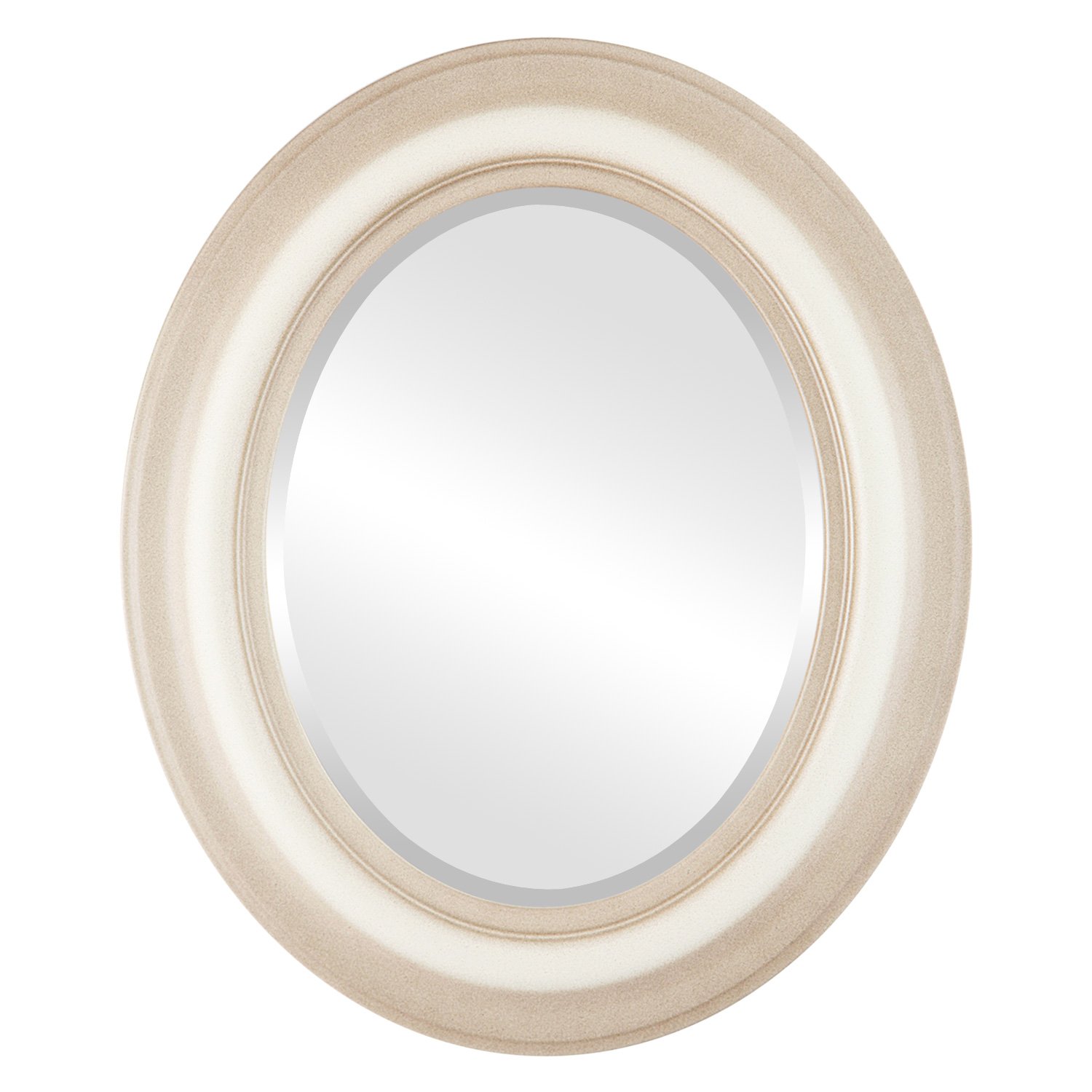 OVALCREST Lancaster Style Oval Beveled Wall Mirror - 25x29 Inches Taupe Framed Mirror for Living Room, Bedroom & Entryway Decor