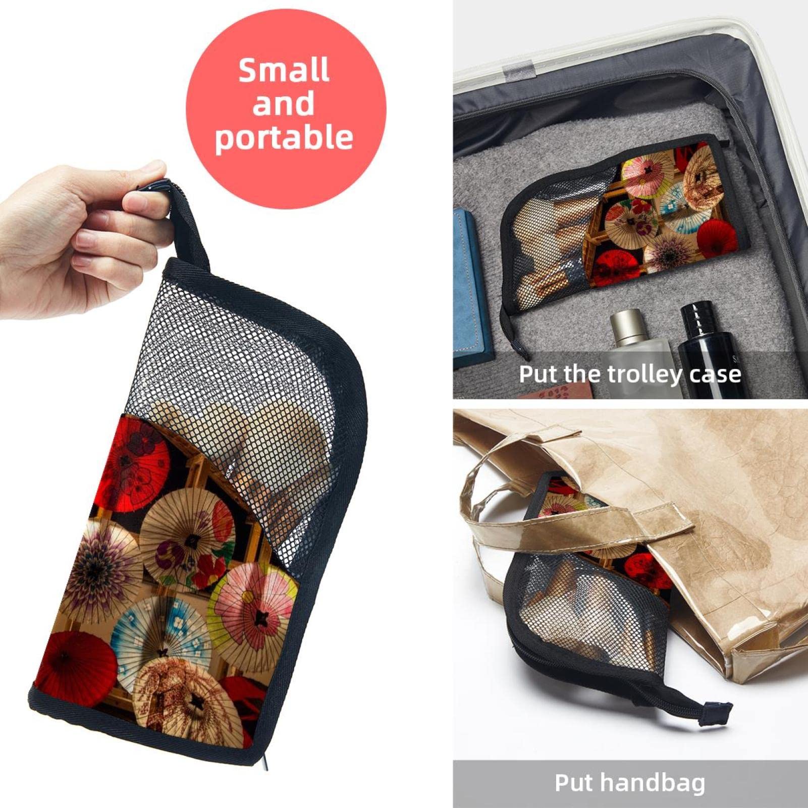Premium 12-Piece Makeup Brush Organizer Bag with Ancient Paper Umbrella - Portable Cosmetic Brush Holder Case for Travel, Home Vanity & Professional Makeup Artists