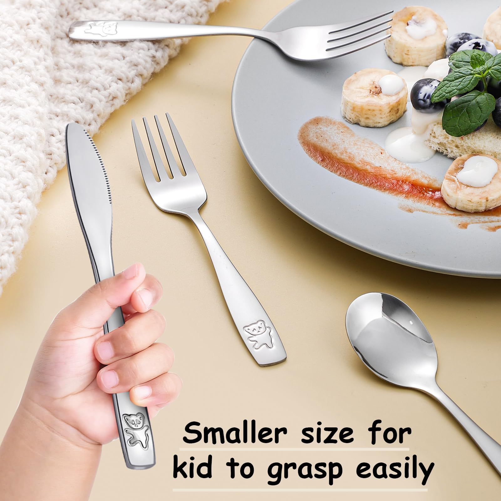 9-Piece Stainless Steel Kids Silverware Set - Toddler Utensils & Child Flatware - Safe Forks, Spoons & Knives - Mirror Polished & Dishwasher Safe - Perfect for Home, School Lunch & Travel
