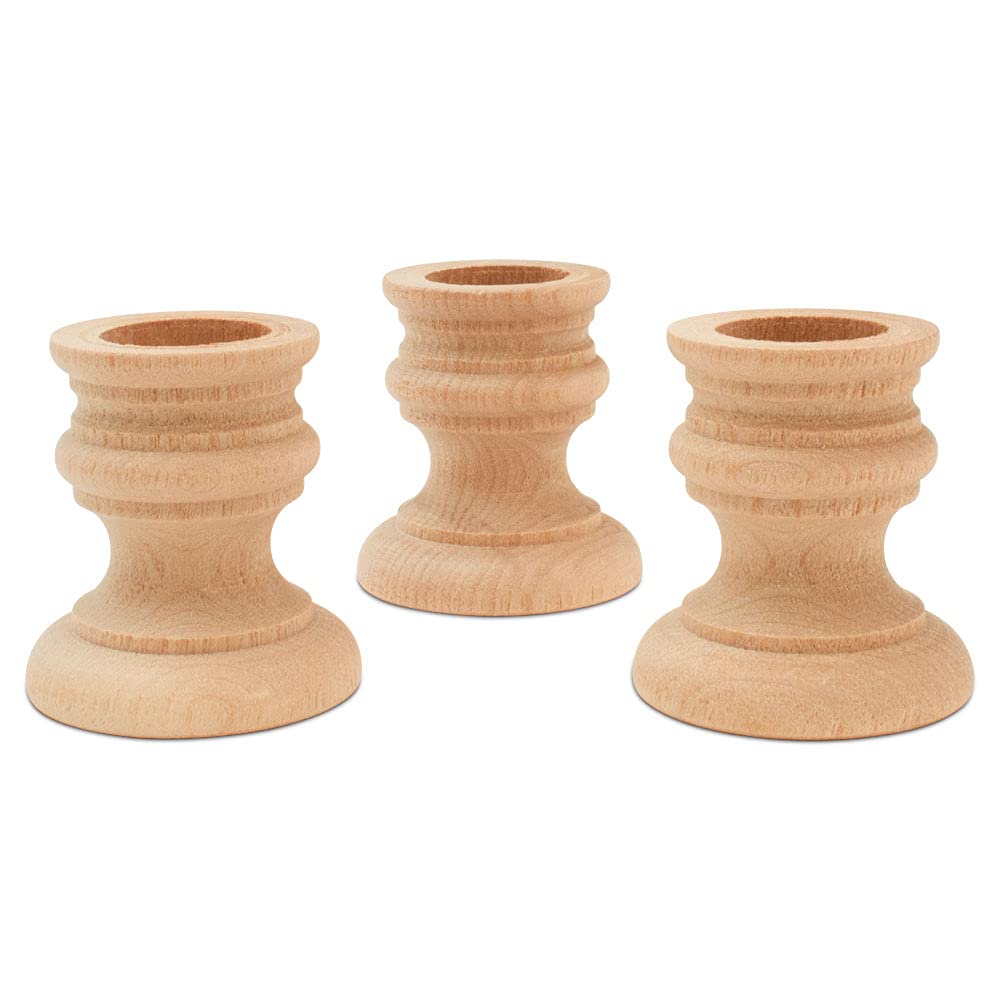 Unfinished Wood Country Candle Cups - 1-7/8 Inch with 7/8 Inch Taper Candle Hole - Pack of 25 - Rustic Home Decor for Weddings, Parties & Holiday Centerpieces - by Woodpeckers