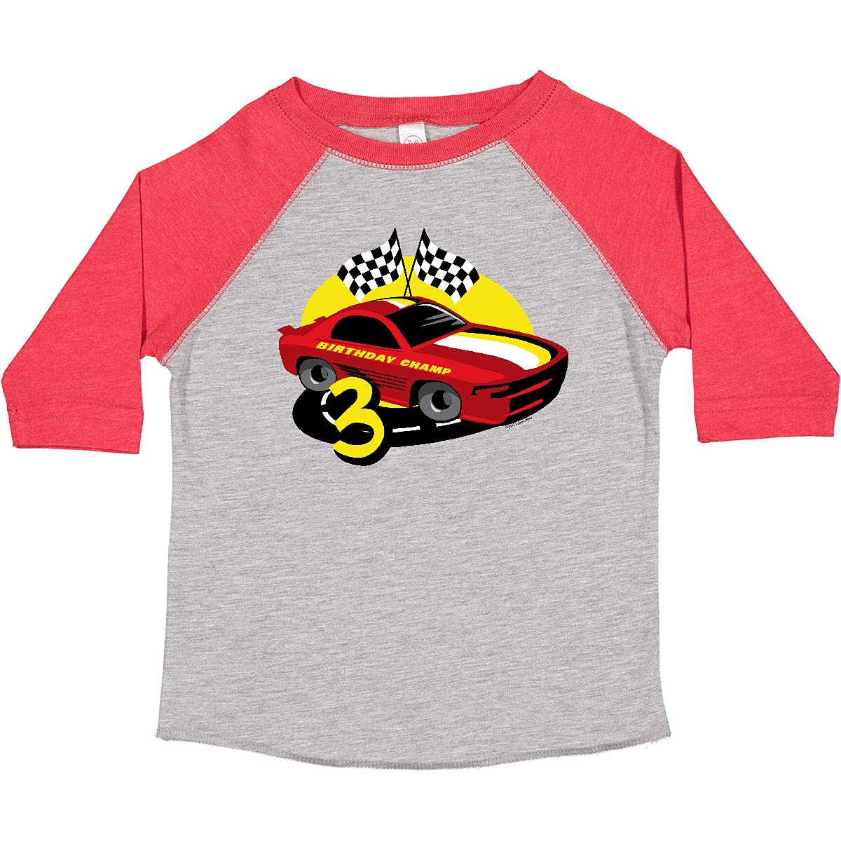 Inktastic Race Car 3rd Birthday Toddler T-Shirt - Cute Toddler Boy Outfit for Birthday Party, Car Theme Celebration & Casual Wear