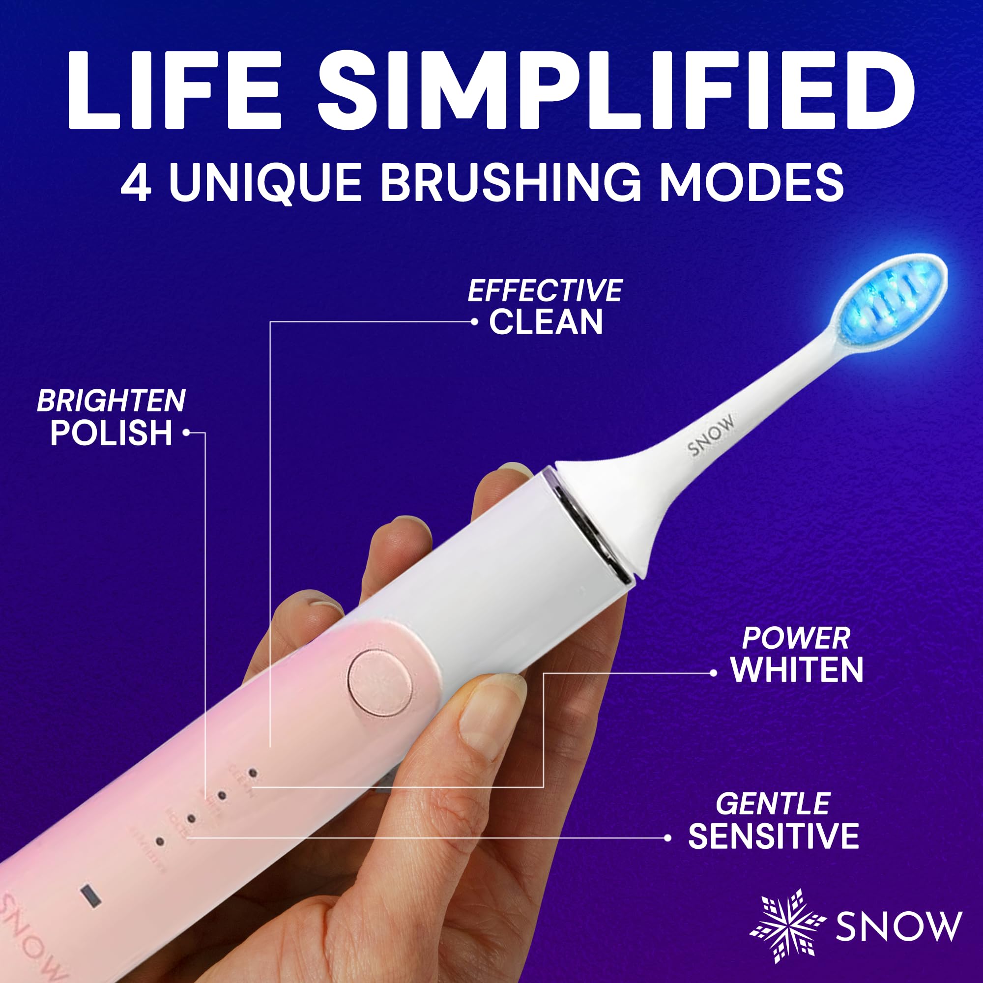 SNOW LED Electric Toothbrush Gen 2 - Rechargeable Sonic Toothbrush for Adults with LED Whitening Light - Deep Cleaning & Teeth Whitening Technology - Perfect for Travel & Daily Oral Care - Coastal Sunset Pink (2nd Generation)