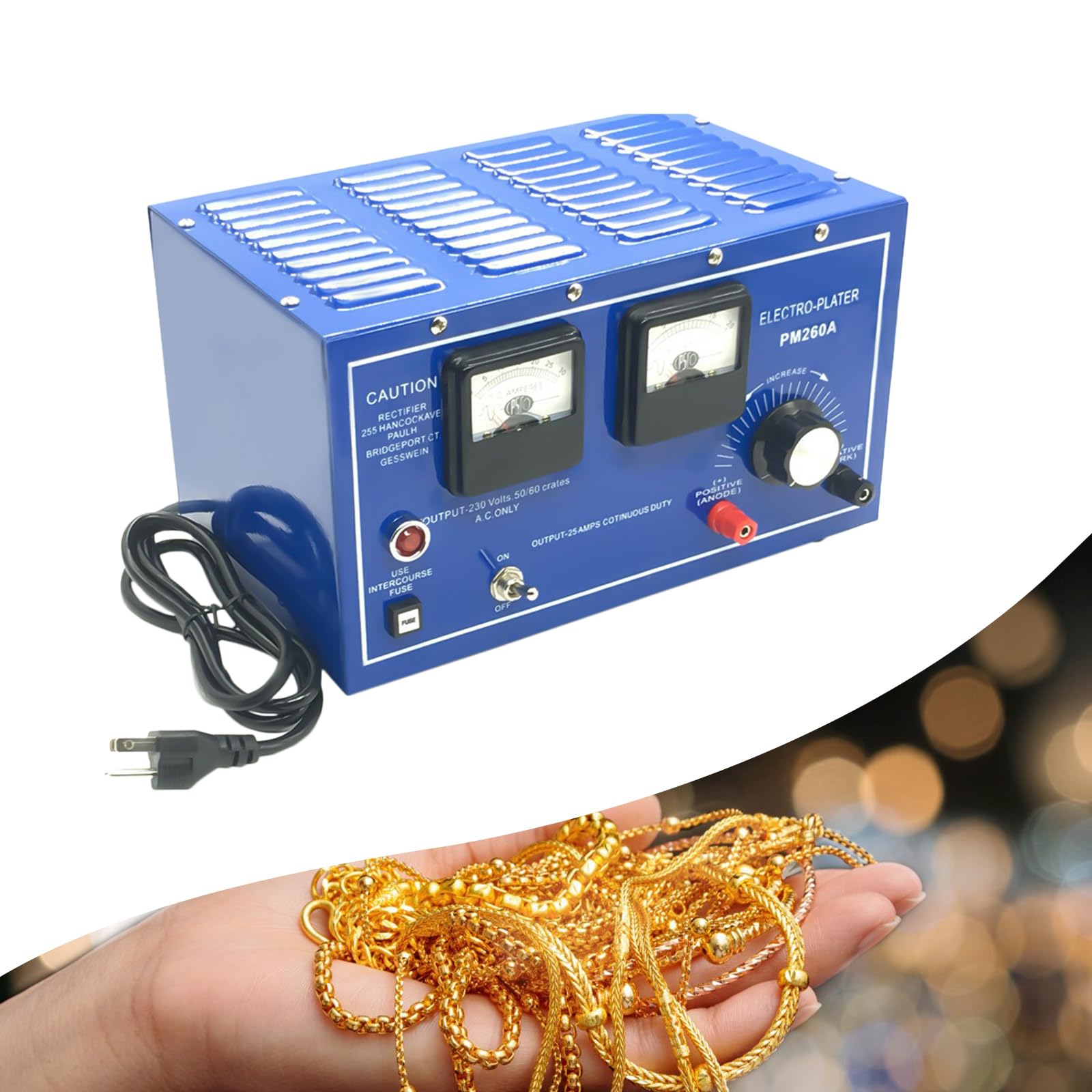 30A 110V Gold Plating Machine for Jewelry - Platinum Silver Gold Electroplating Rectifier for Copper Nickel Chromium - Perfect for DIY Jewelry Making & Metal Crafting