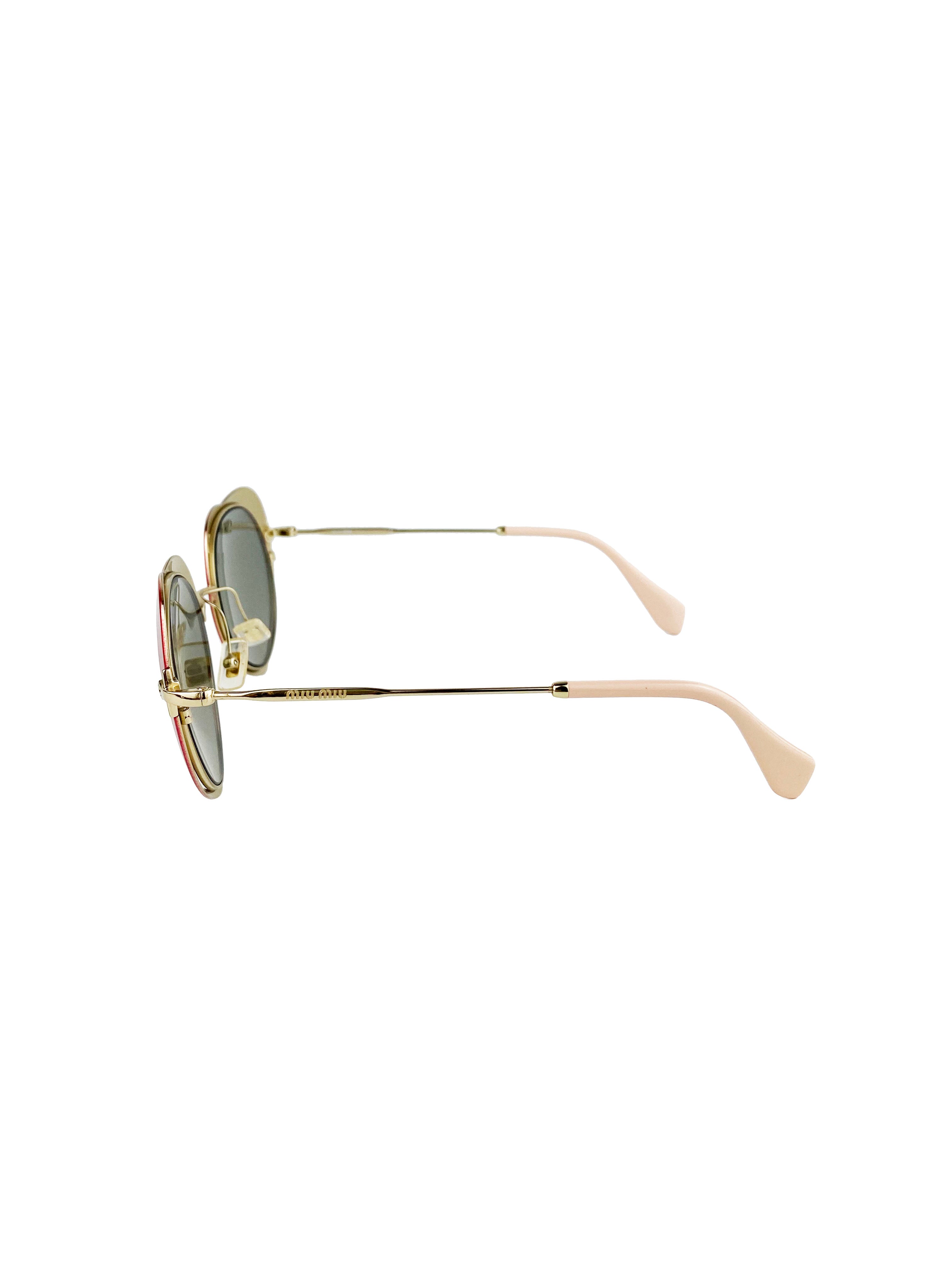 Miu Miu Red Heart-Shaped Sunglasses for Women - Trendy UV Protection Fashion Shades - Perfect for Summer, Beach, and Date Night Outfits