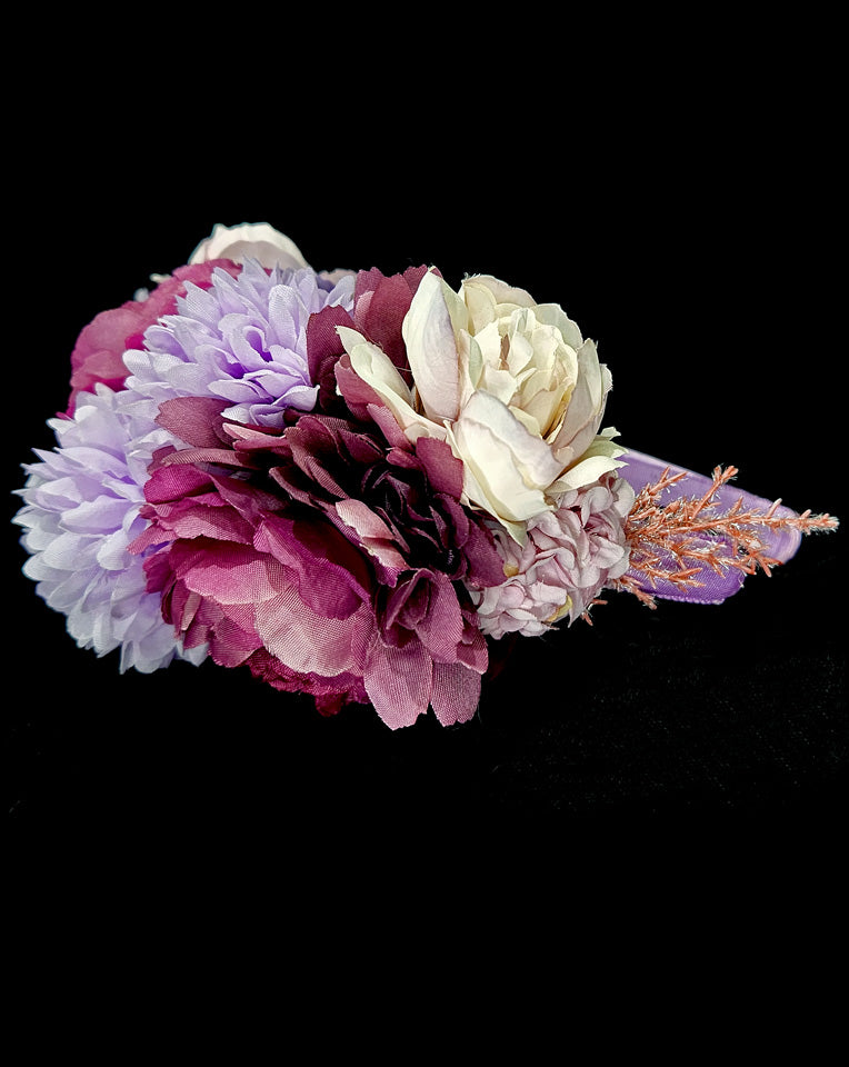 Elegant Race Day Crown & Floral Fascinator Headband - Lilac & Pink Flowers by Piper at Kezani | Perfect for Kentucky Derby, Weddings & Special Events