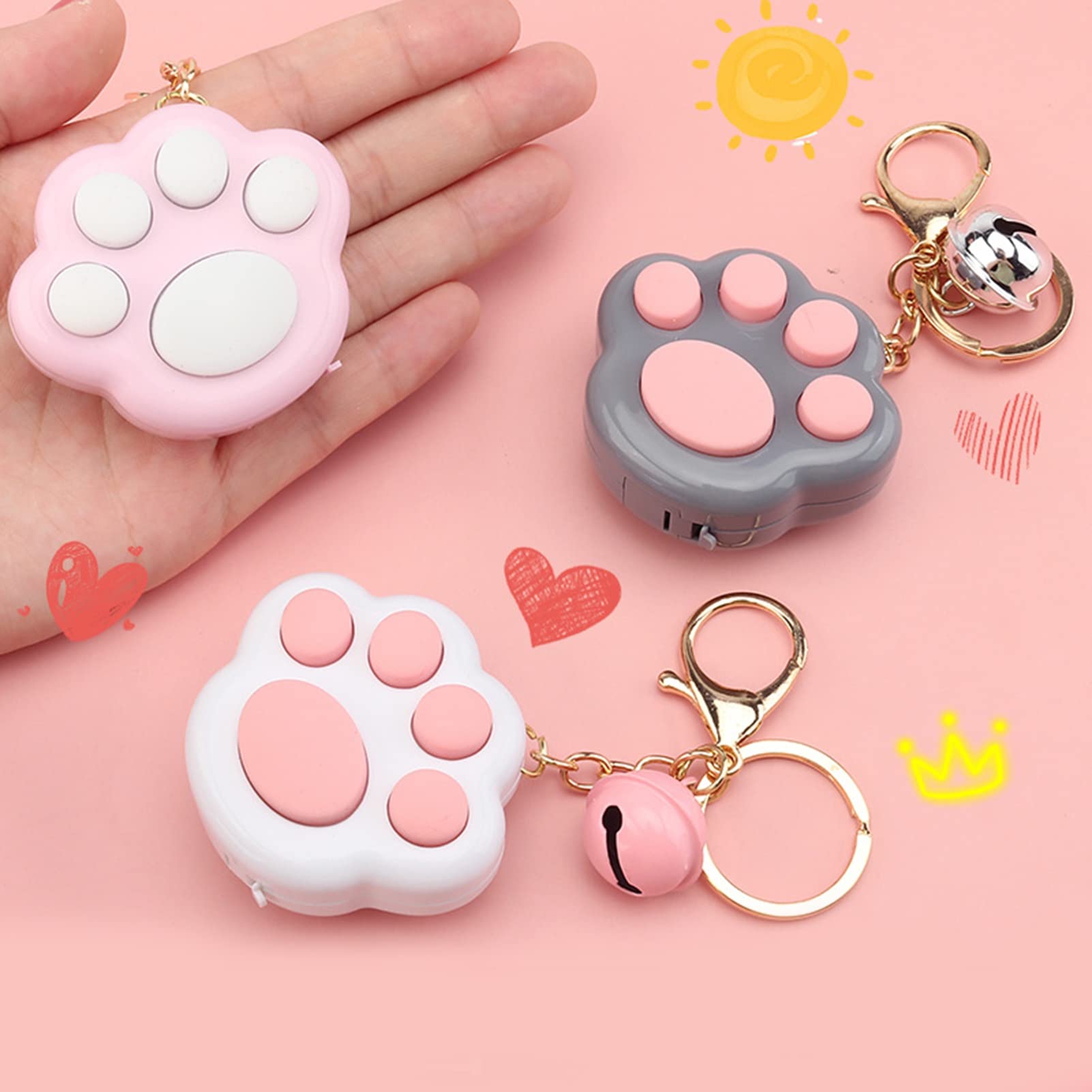 Mini Cat Paw Push Fidget Toy Keychain - Stress Relief Sensory Toys for Kids & Adults with Light & Music | Anxiety Relief, ADHD Focus Tool, Stocking Stuffer Gift (Pink) - Perfect for Office, School, Travel and Relaxation
