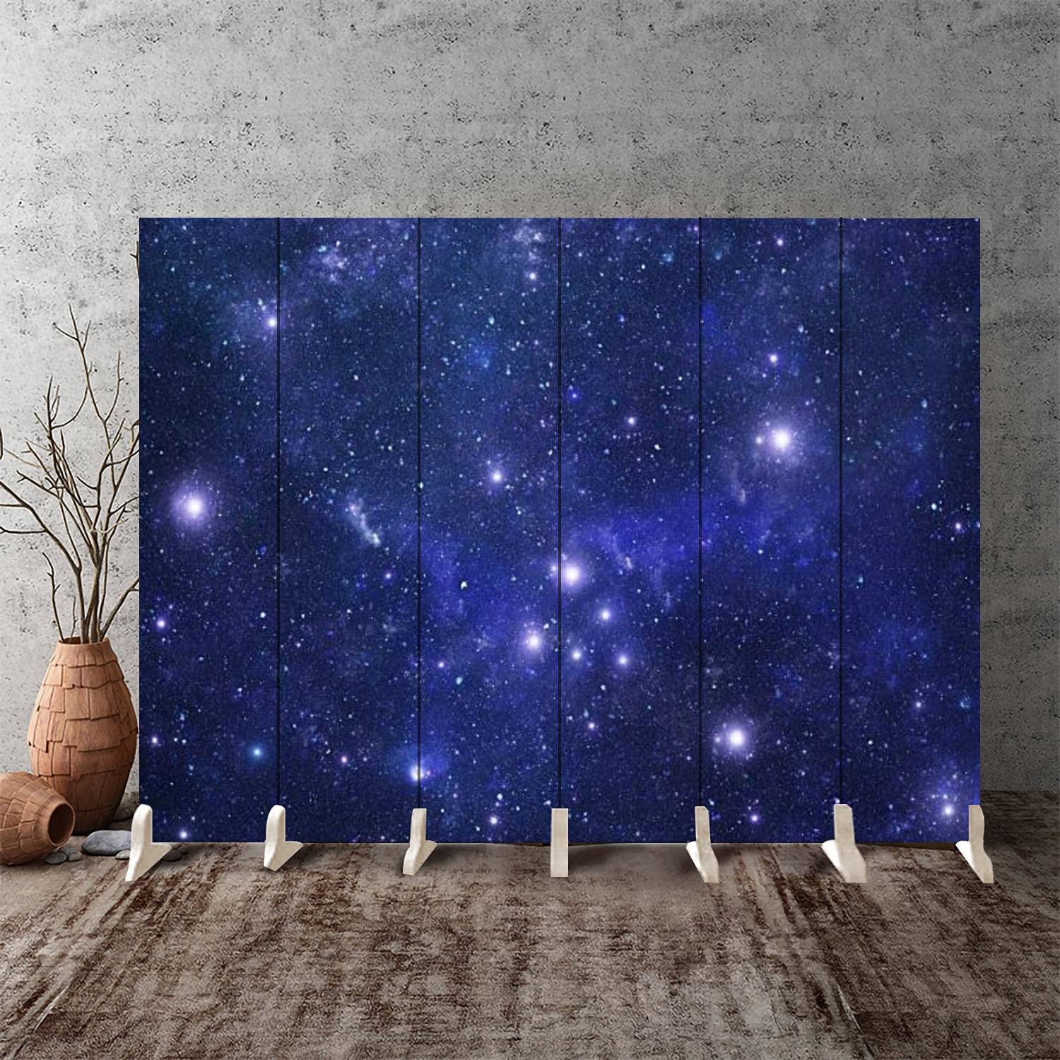 6-Panel Canvas Room Divider Screen with Taurus Zodiac Constellation Design - Foldable Privacy Partition & Wall Separator for Bedroom, Office, or Studio Spaces