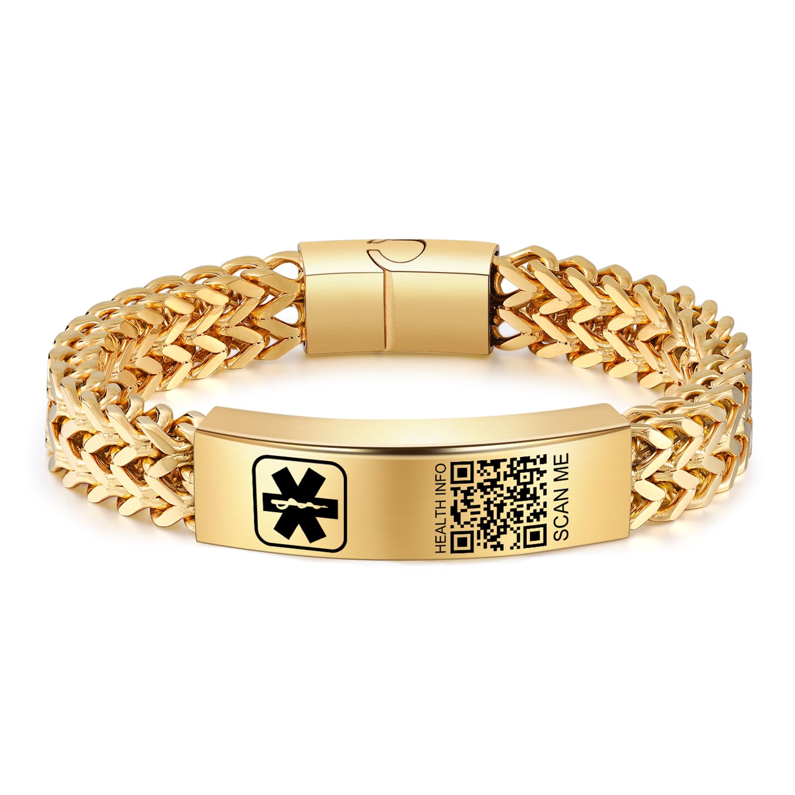 Upgraded Medical Alert Bracelet with QR Code for Women & Men - Sterling Silver Adjustable 7''-9'' - Custom Emergency Medical ID Info - Perfect for Allergies, Diabetes & Emergency Situations