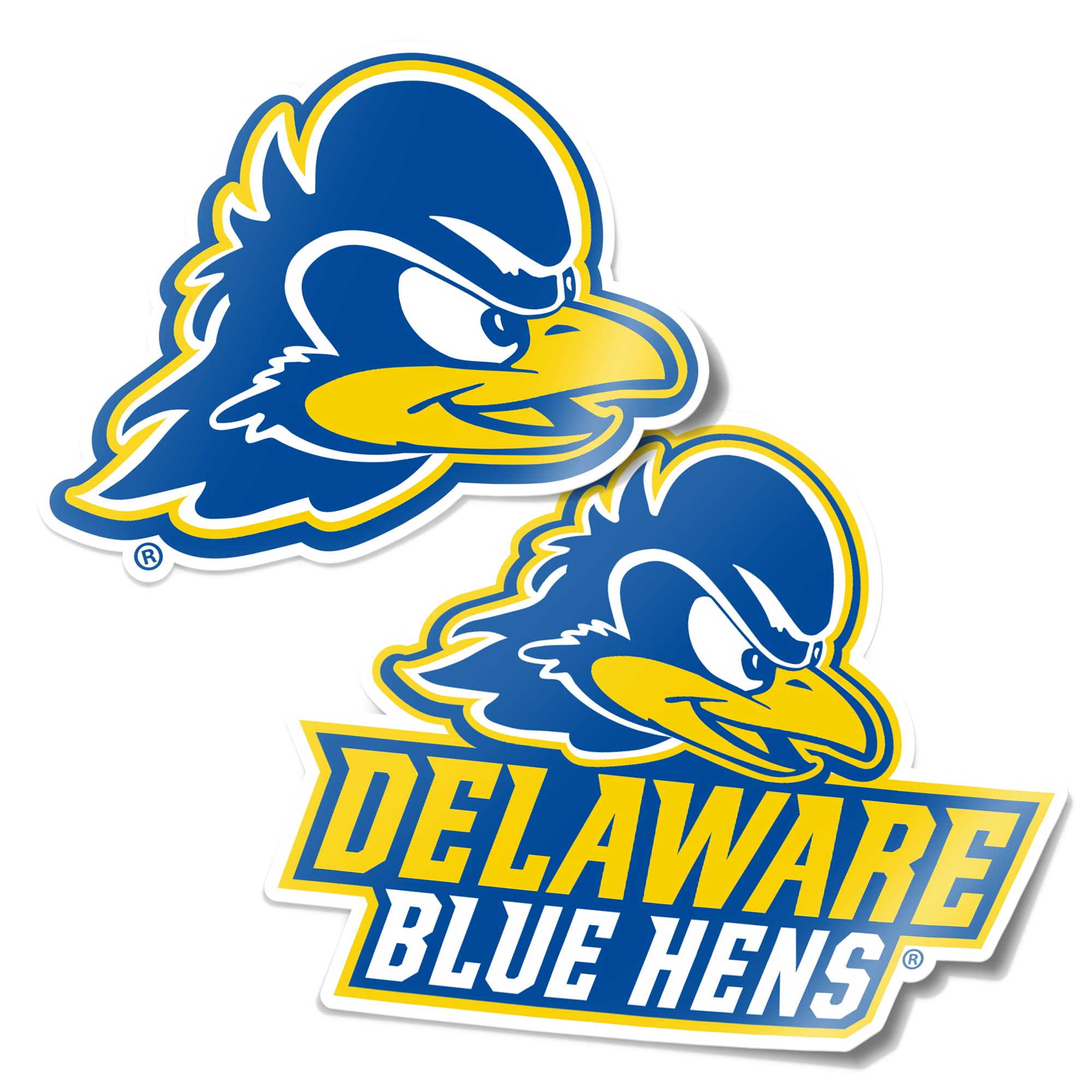 University of Delaware Fightin' Blue Hens Vinyl Decal Sticker Set - 4 Inch Waterproof Laptop, Water Bottle, Car & Scrapbook Decor - Perfect for College Students, Alumni & Fans (UD Blue Hens Collection)