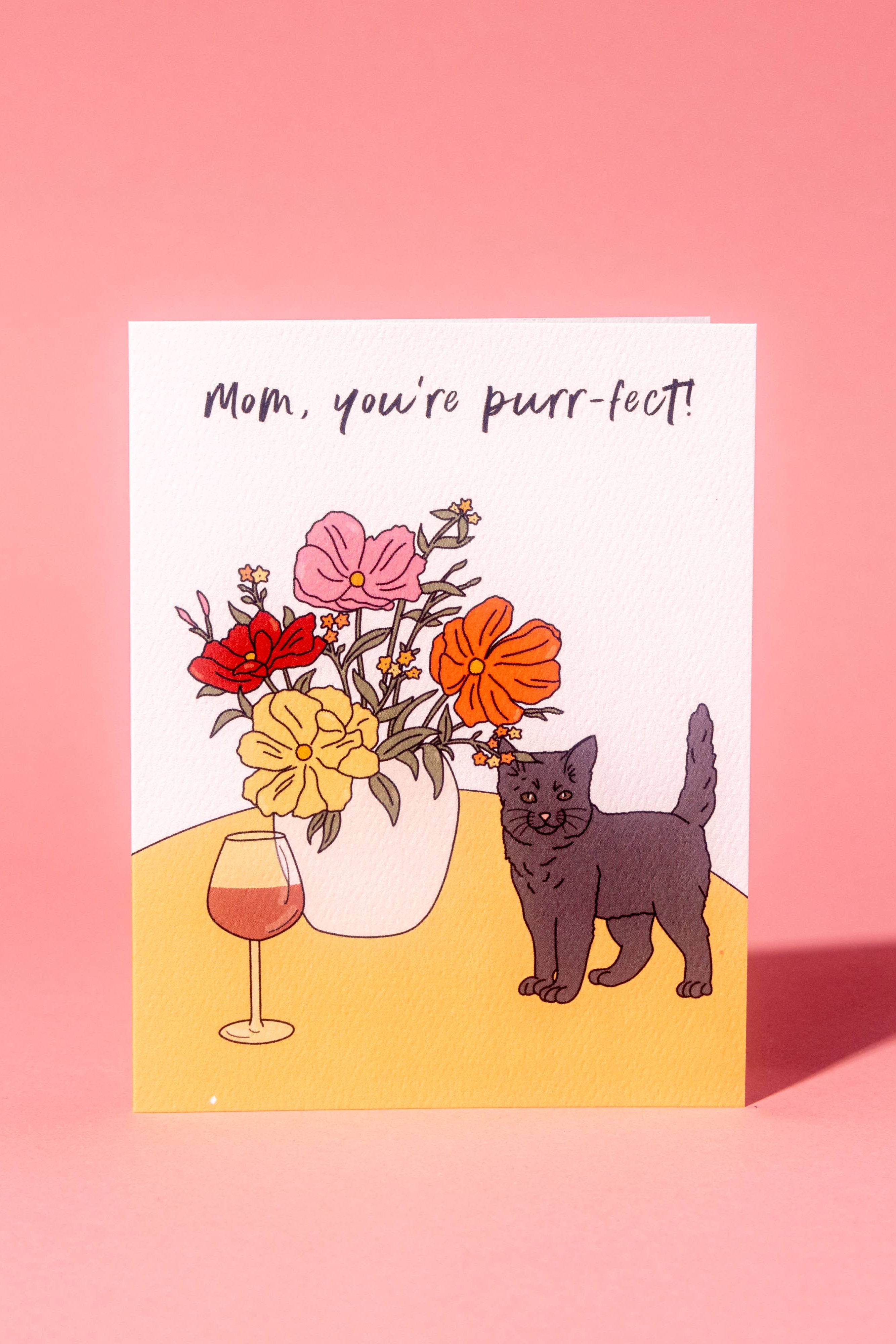 Purrfect Mom Greeting Card - Funny Cat Themed Mother's Day Card - Perfect for Birthdays, Thank You & Special Occasions
