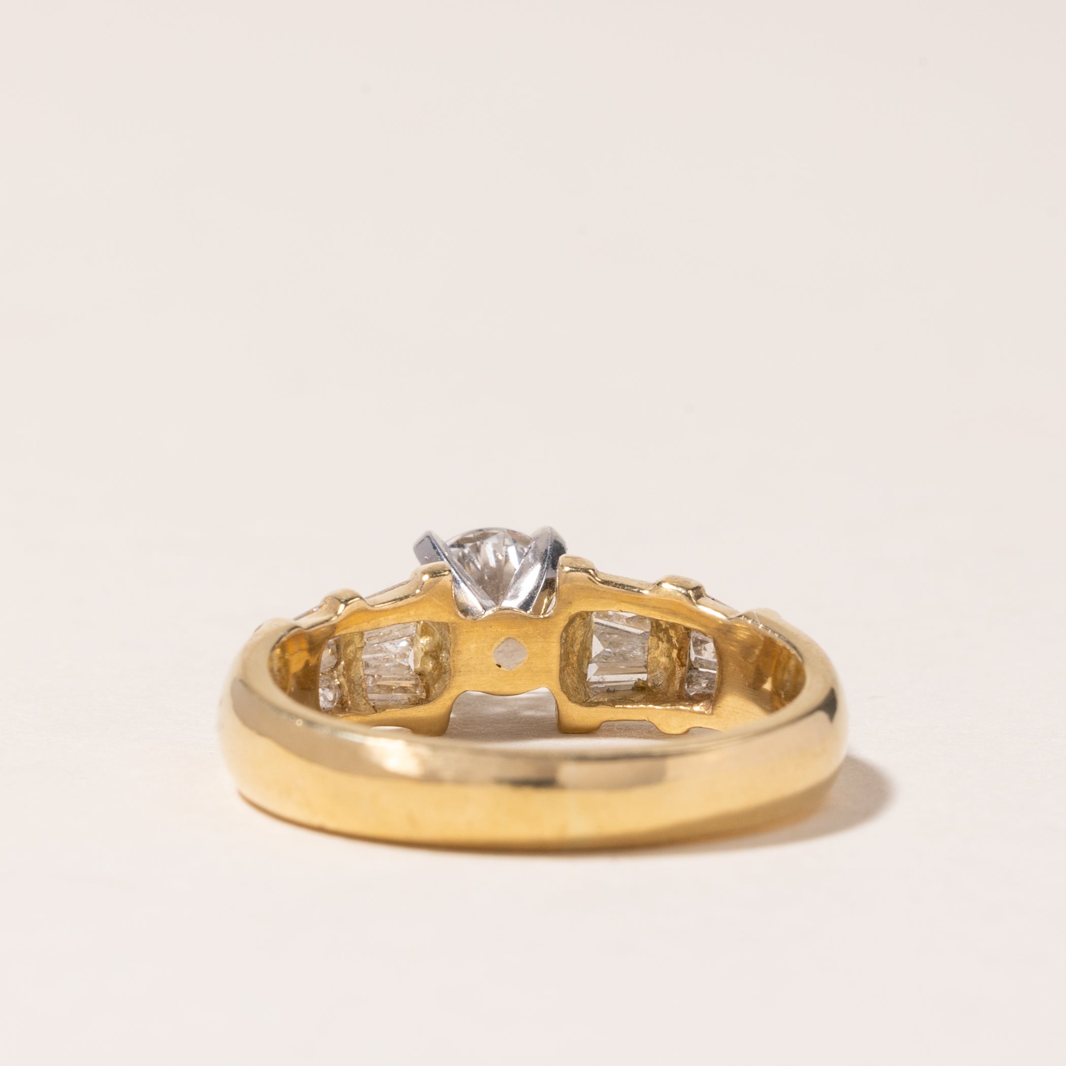 18K Yellow Gold & Platinum Diamond Engagement Ring - 1.11ctw, Size 6.5 | Elegant Wedding Proposal Jewelry for Her | Perfect Anniversary Gift & Bridal Ring