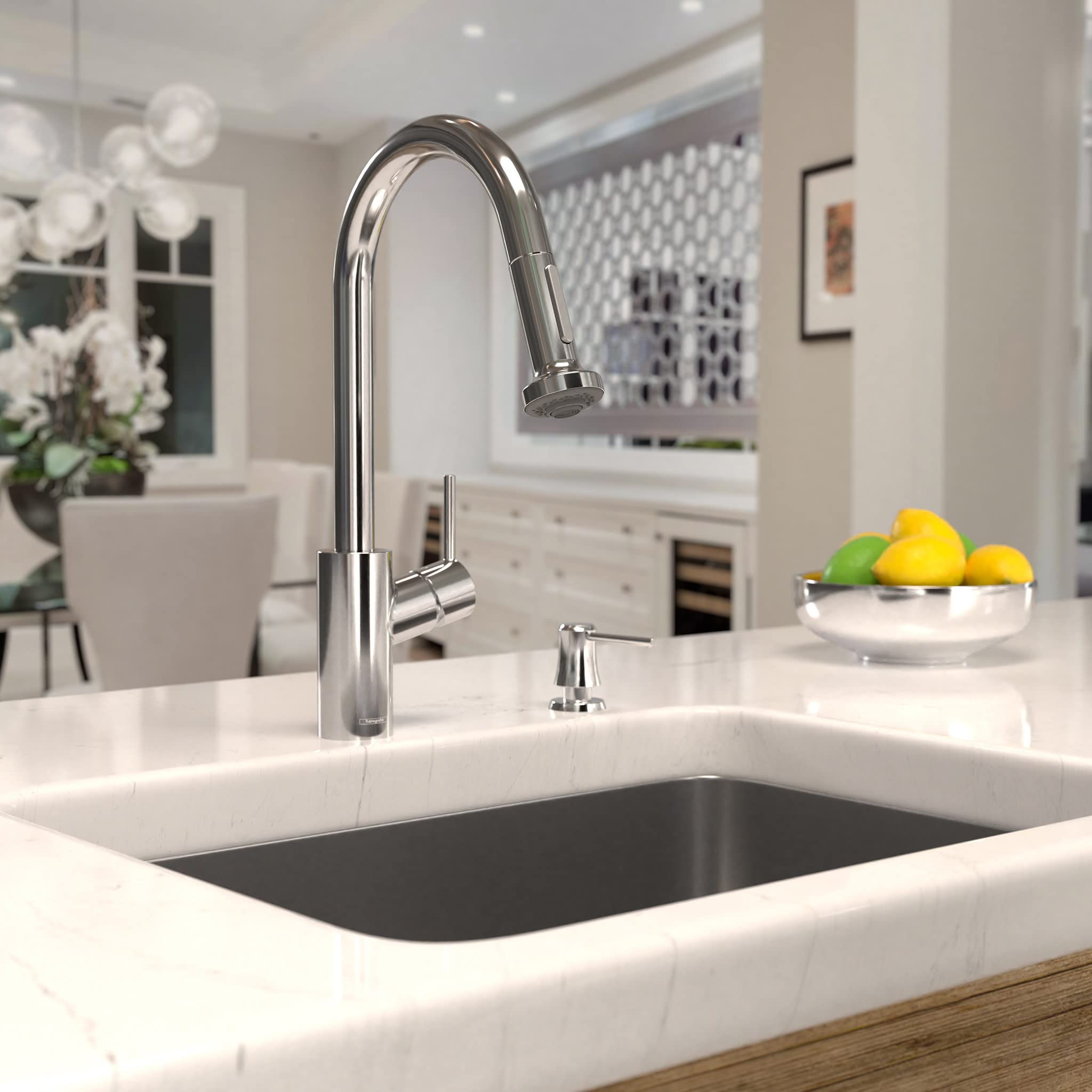 hansgrohe Talis S² Chrome High Arc Pull Down Kitchen Faucet with Magnetic Docking Spray Head for Modern Kitchen Sinks, Perfect for Cooking and Cleaning