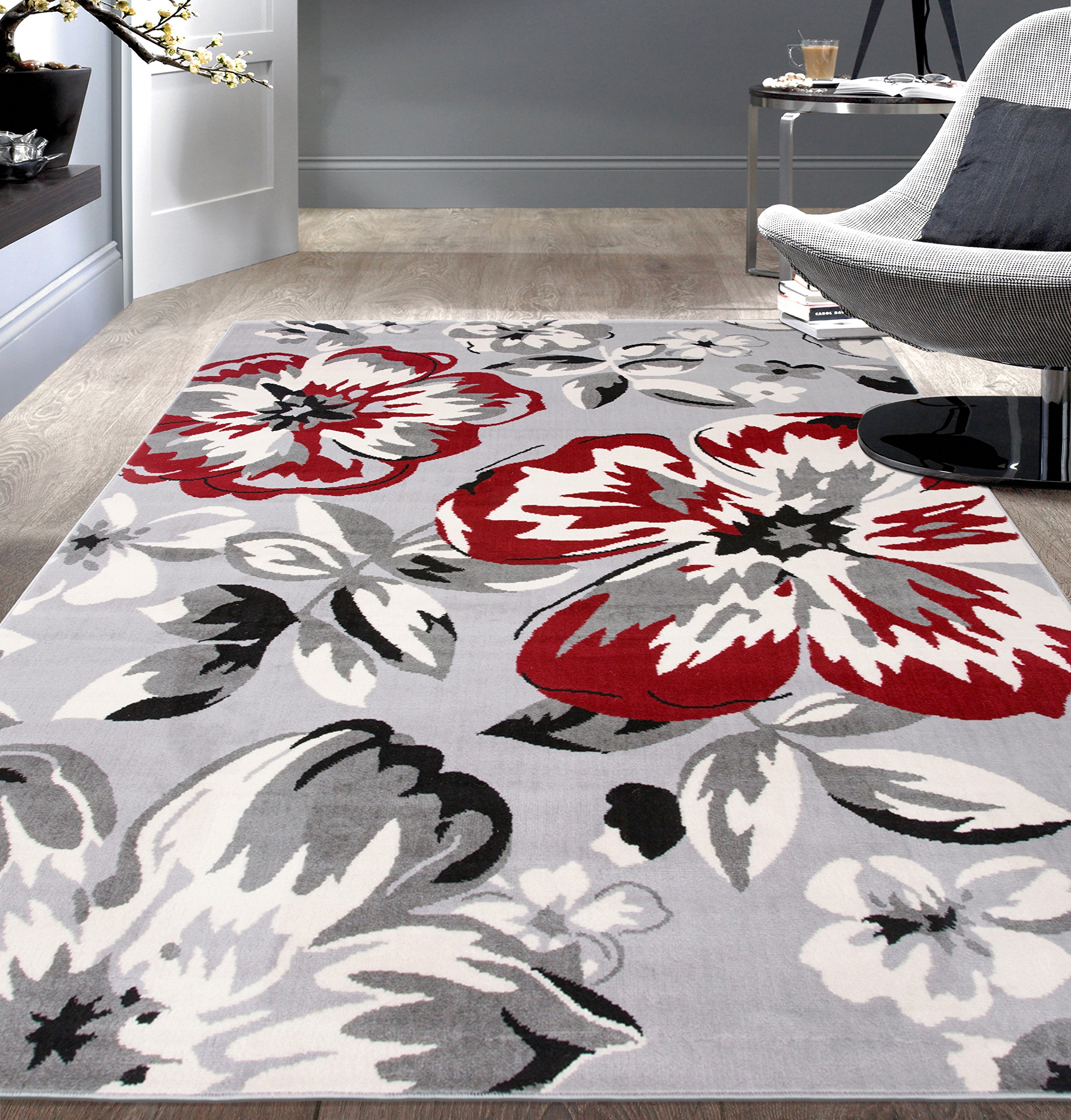 Modern Floral Area Rug 6'6