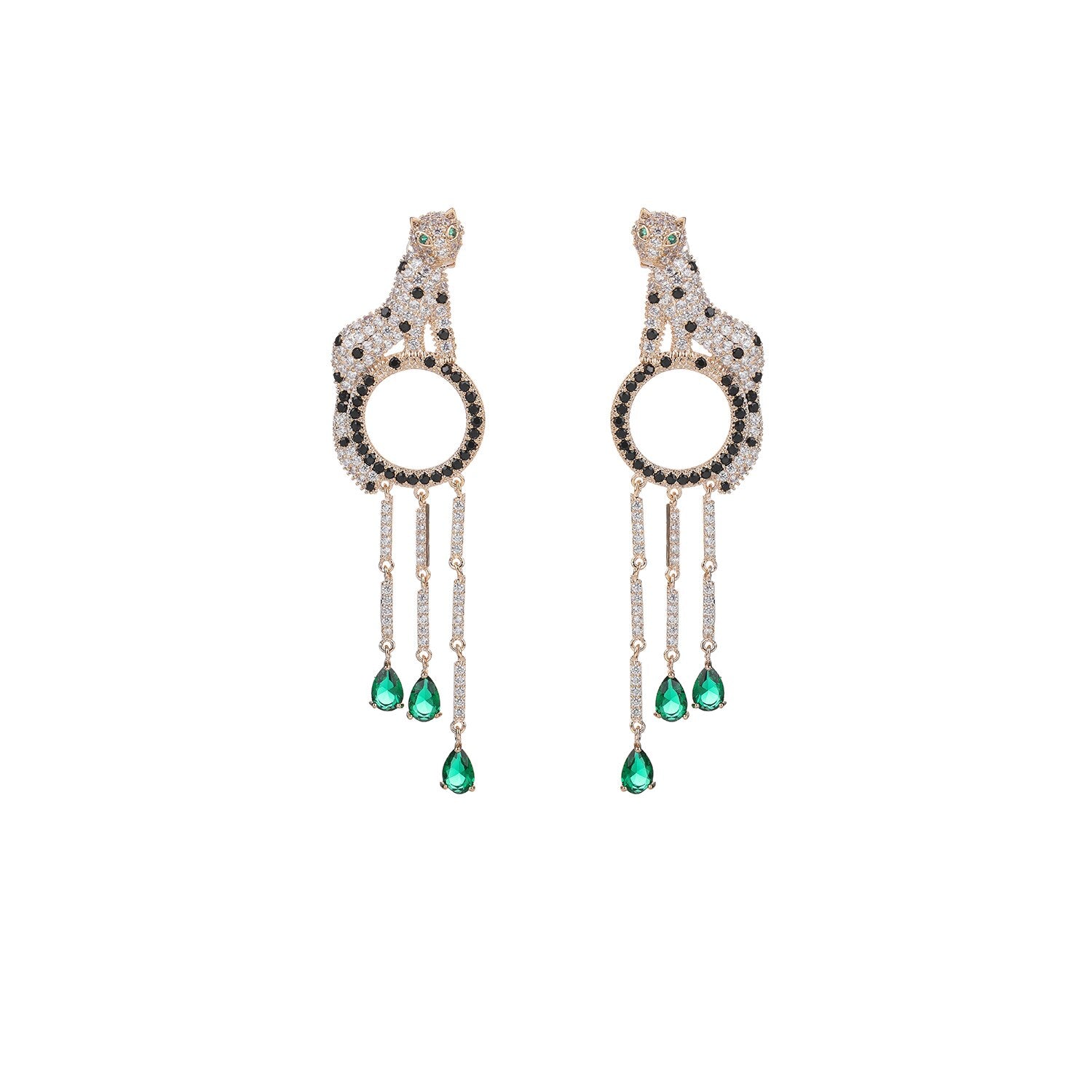 925 Sterling Silver Cubic Zirconia Leopard Charm Dangle Earrings for Women - Elegant Prom Jewelry Gift for Girls, Party & Special Occasions