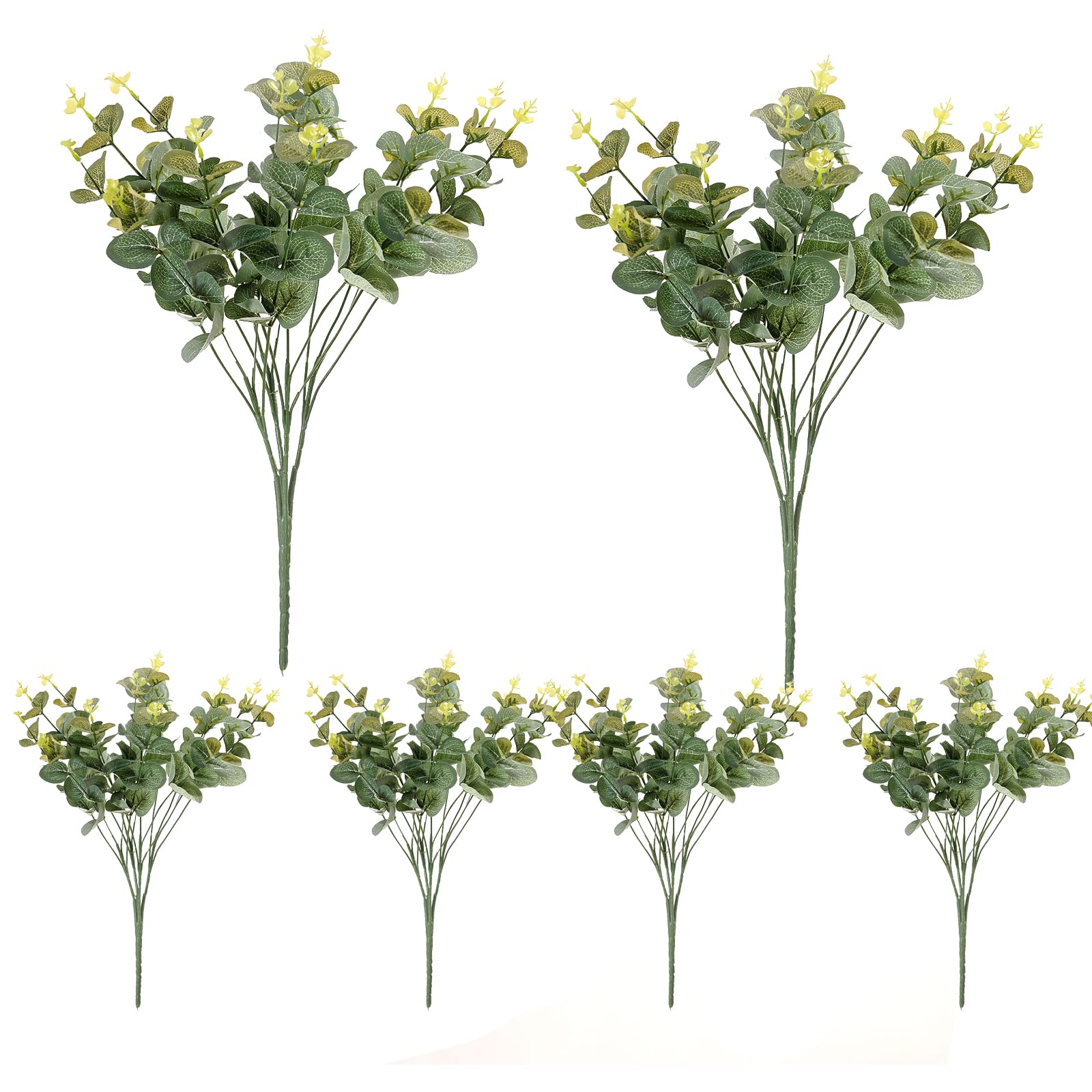 6 Pcs Artificial Eucalyptus Branches - 18.5in Fake Eucalyptus Greenery Stems for Vase Filler, Home & Office Decor - Realistic Faux Plants for Wedding Centerpieces, Table Arrangements & Shelf Decor