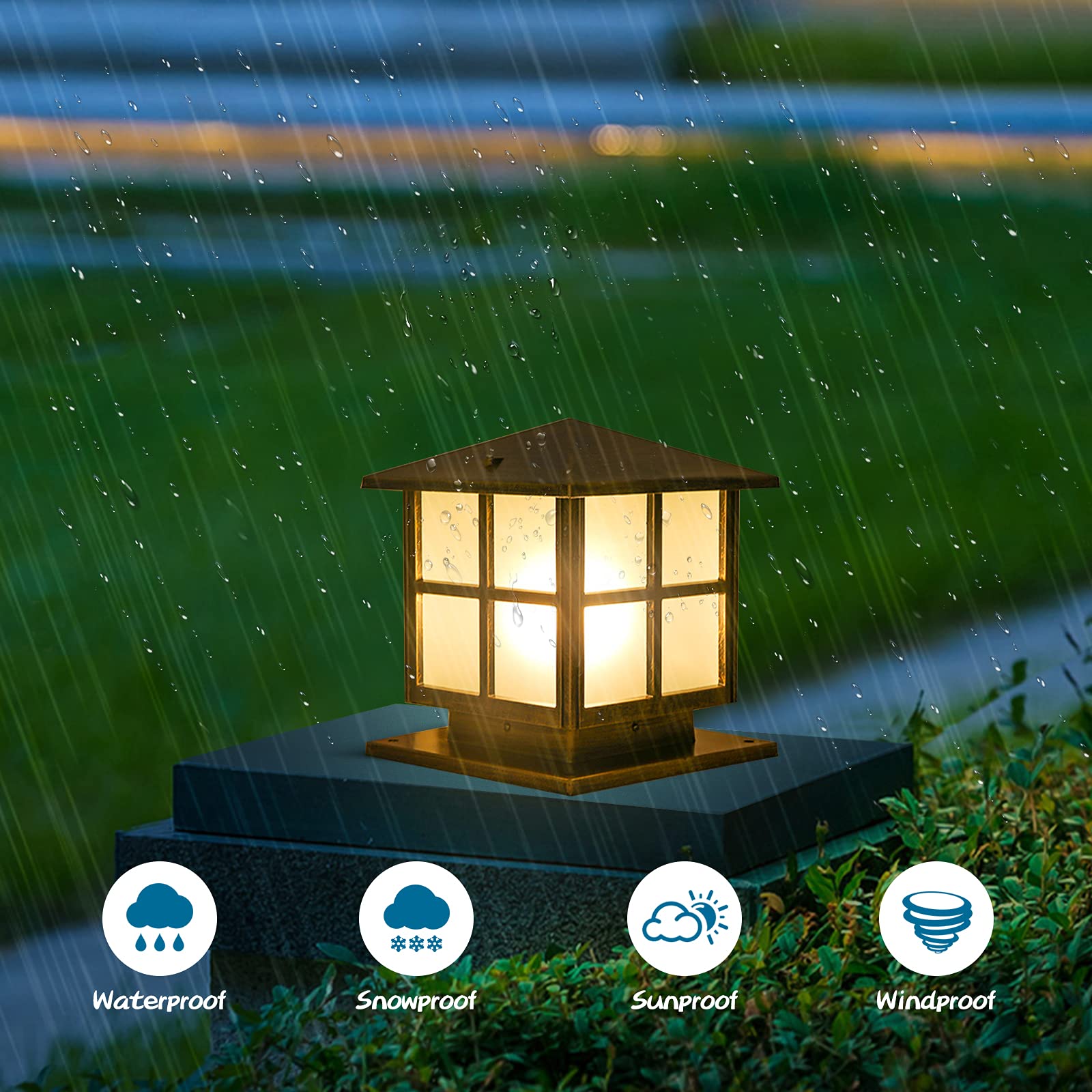 Modern Outdoor Post Lights Fixture - Aluminum Housing & Tempered Glass, IP65 Waterproof Yard Entry & Patio Pillar Lights for Garden, Driveway, and Pathway Illumination