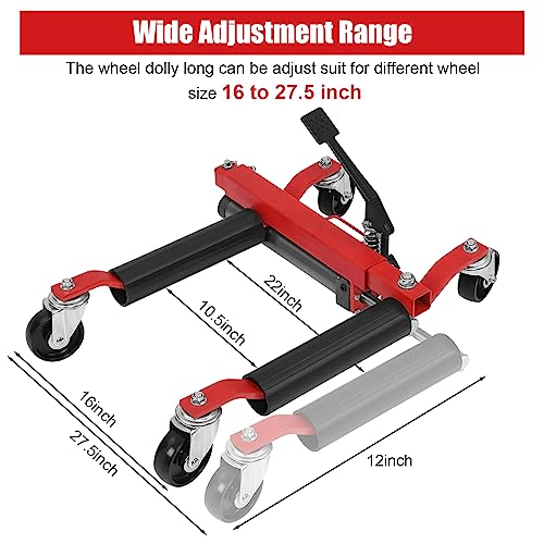 GARVEE 1500lbs Heavy Duty Car Wheel Dolly - Vehicle Positioning Skates with Ratcheting Foot Pedal Lift for Mechanics & Auto Repair | Perfect for Garage, Workshop & Tire Changes