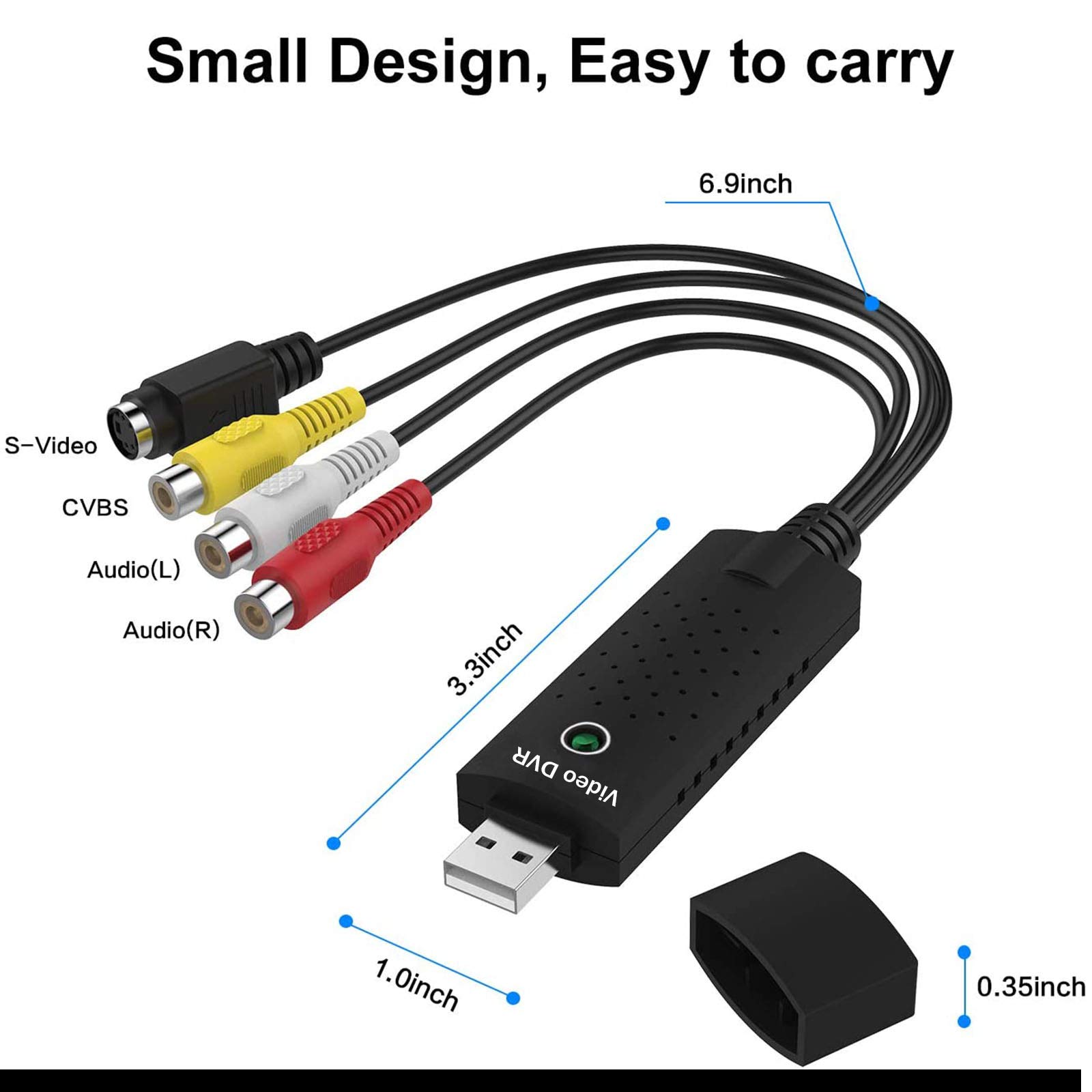 USB 2.0 Video Capture Card - VHS/DVD to Digital Converter for PC & Mac | Home Video Digitizing