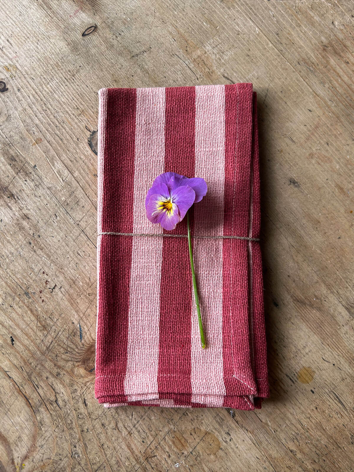 Jaipur Stripe Napkins - Set of 4 Premium Cotton Dinner Napkins in Pomegranate Red, Perfect for Fine Dining, Holiday Tablescapes & Elegant Home Decor