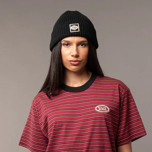 Vulk Unixes Riverside Black Wool Beanie - Warm Winter Knit Hat for Men & Women - Perfect for Skiing, Hiking, and Outdoor Activities
