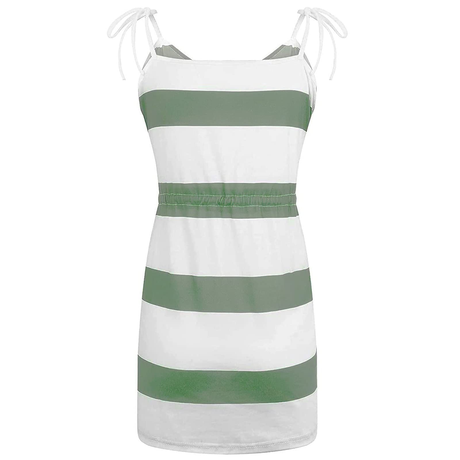 Women's Summer Sleeveless Striped Mini Dress - Casual Cocktail Party & Beach Sundress with Pockets | Perfect for Outdoor Events, Vacations & Date Nights
