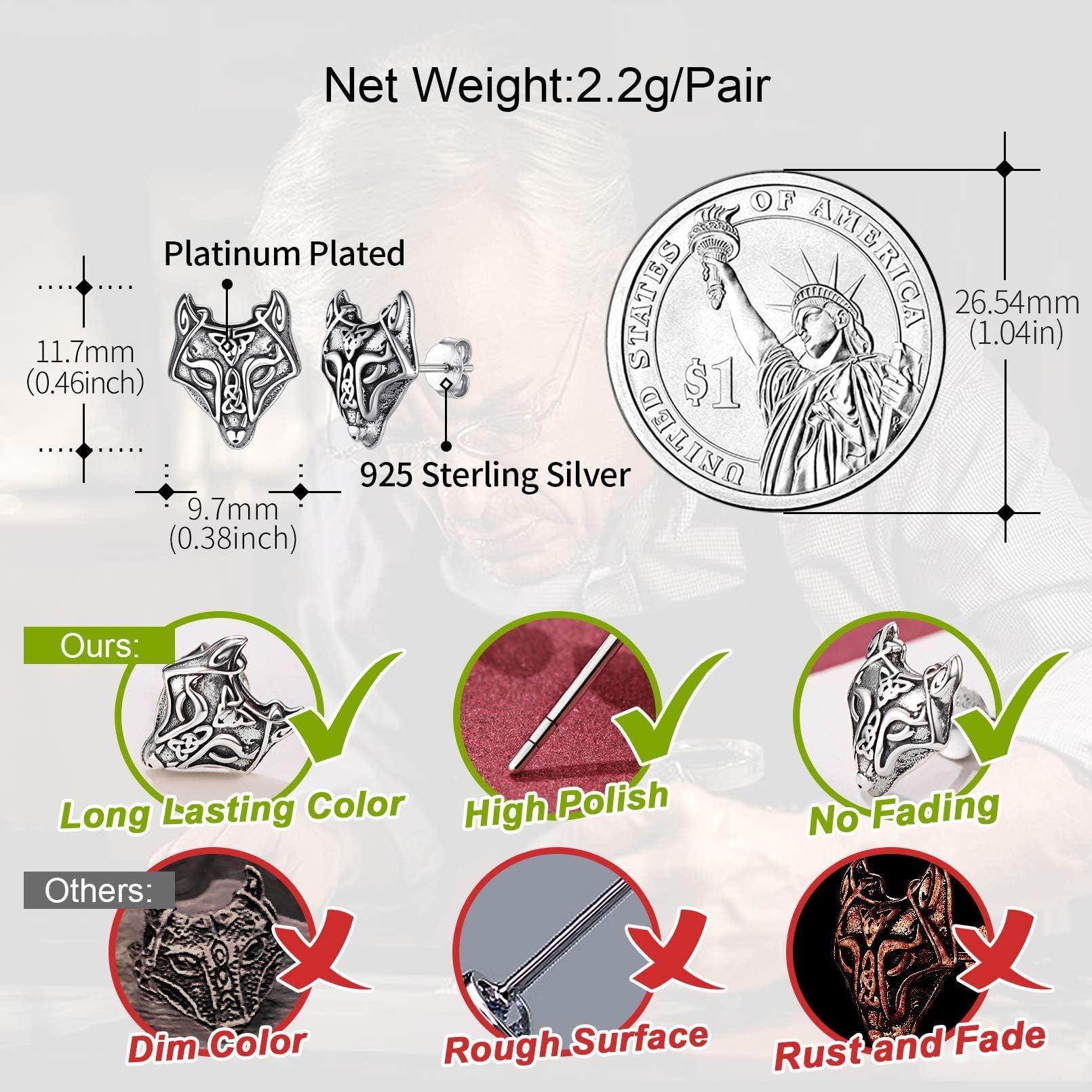 FaithHeart Viking Animal Huggie Hoop Earrings for Men - Gothic Dragon/Snake/Dinosaur/Wolf Stainless Steel Hypoallergenic Lightweight Stud Earrings - Punk Rock Jewelry Gift for Men - Perfect for Concerts, Parties and Gothic Fashion