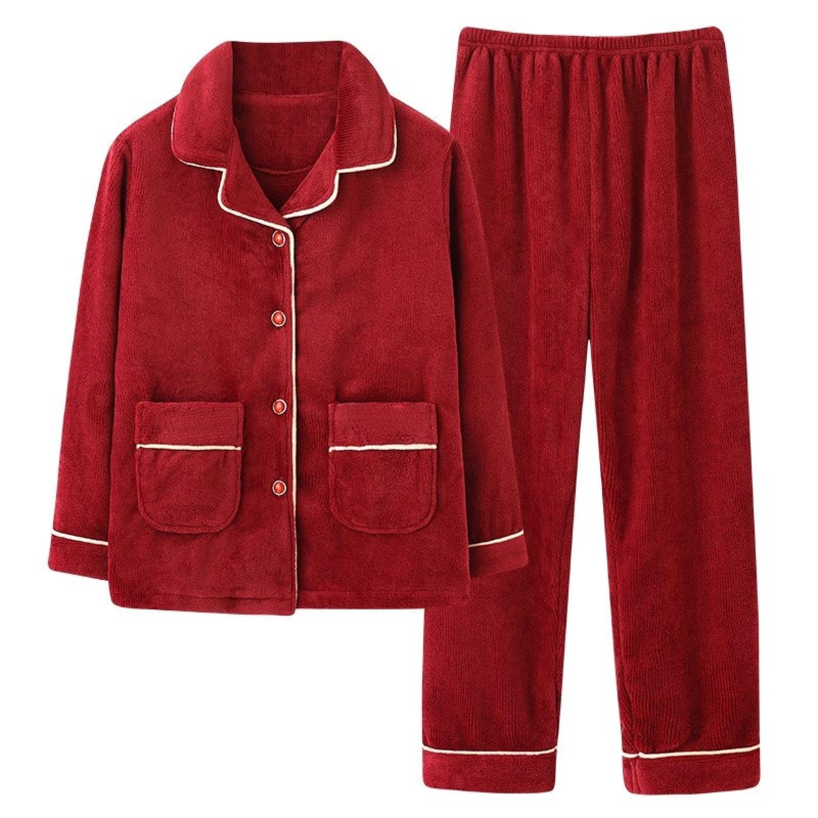 Women's Winter Flannel Pajama Set - 2 Piece Warm Long Sleeve Sleepwear for Ladies | Cozy Homewear & Loungewear for Cold Nights