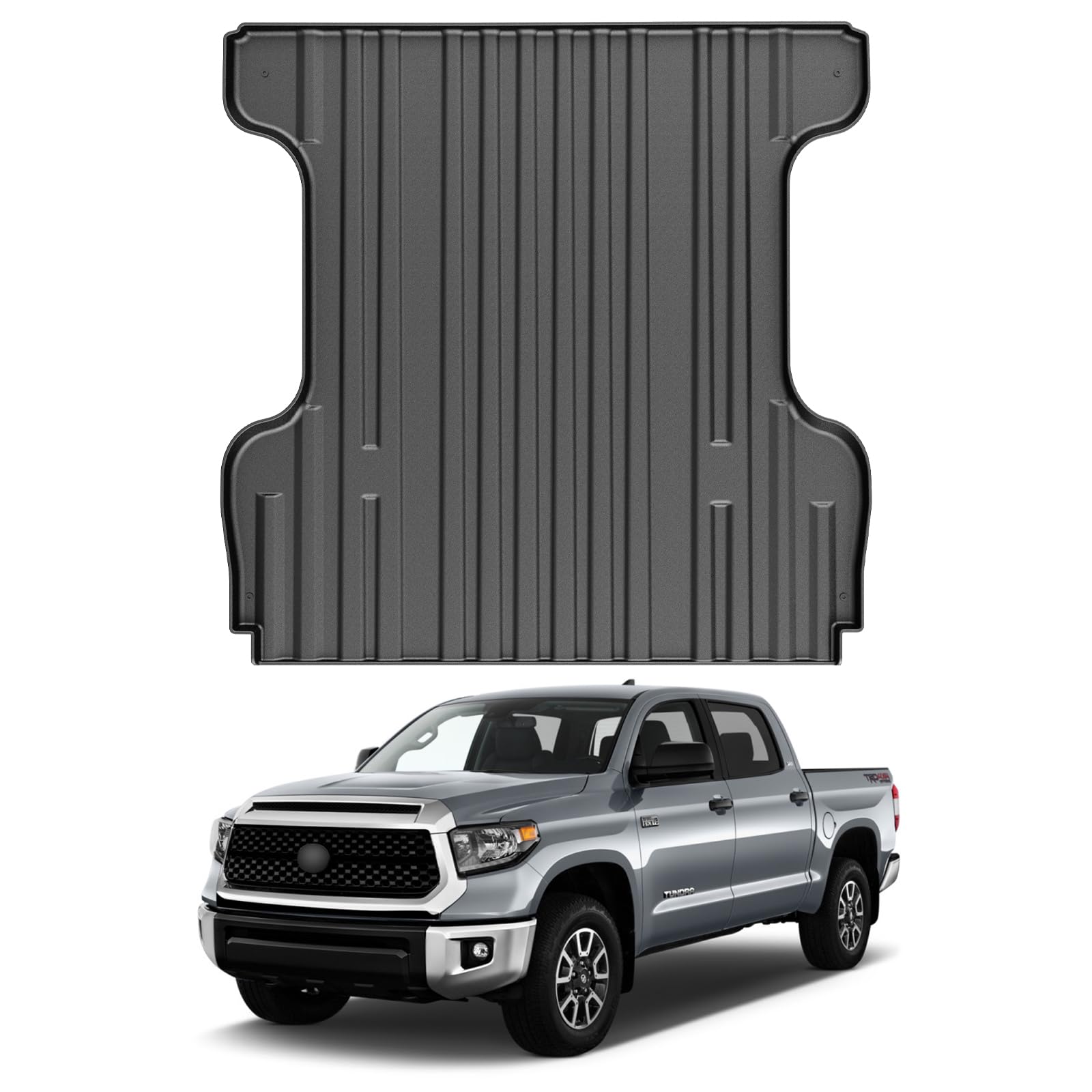 Mixsuper Heavy Duty TPE Truck Bed Mat for 2007-2021 Toyota Tundra 5.5ft Bed | All-Weather, Odorless, Non-Slip Black Bed Liner | Perfect for Hauling, Camping & Off-Road Protection