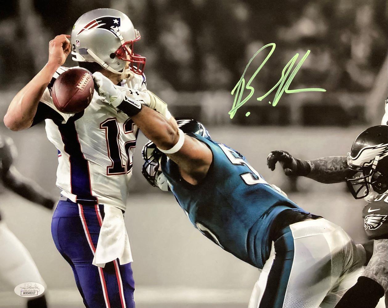 Brandon Graham Autographed 11x14 Philadelphia Eagles Tom Brady Strip Sack Photo with JSA Certificate - Perfect for Eagles Fans, Sports Memorabilia Collectors, and Man Cave Decor