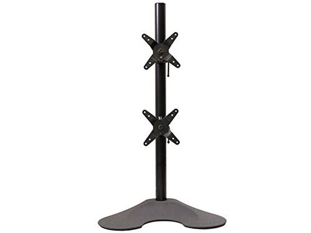 Ergotech Dual Vertical LCD Monitor Stand (100-D28-B11) - Black | Adjustable Height VESA Mount for Home & Office Workstations | Space-Saving Computer Desk Setup for Dual Screens