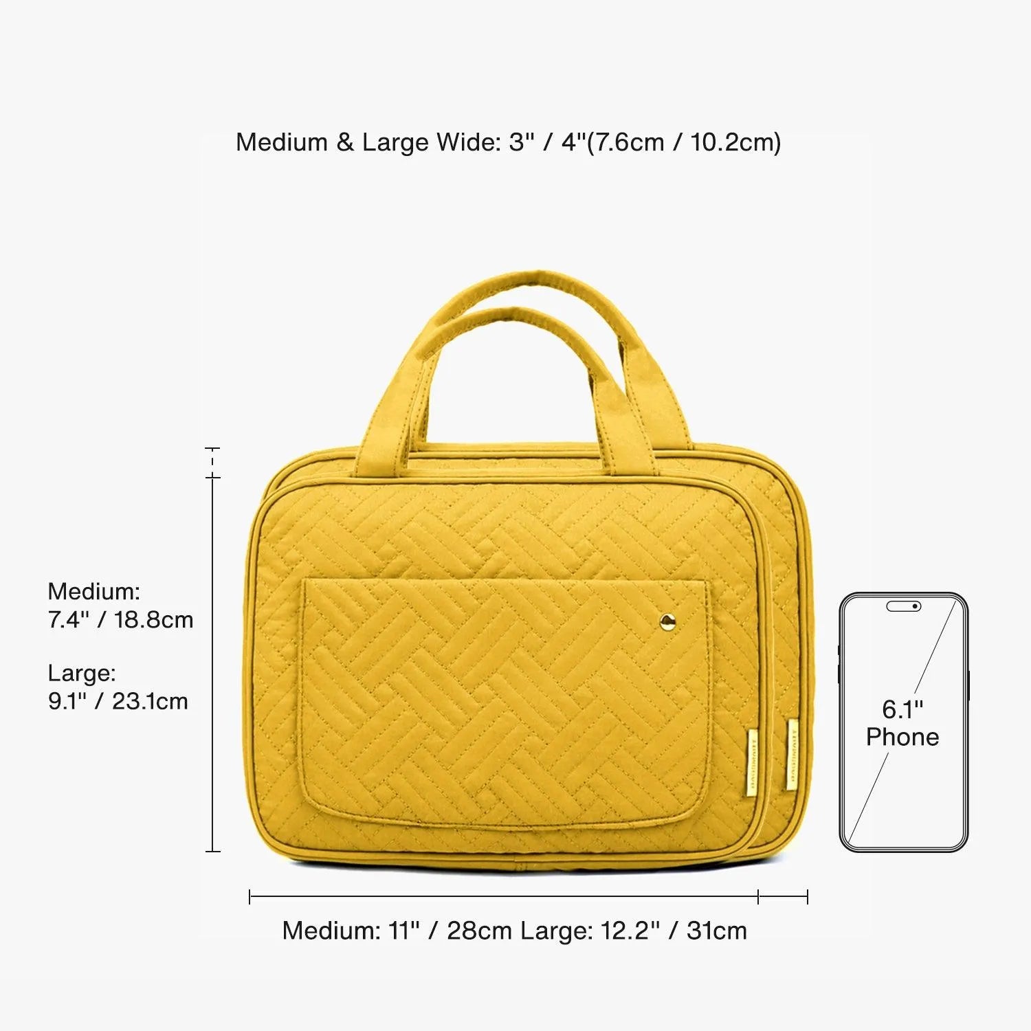 Bonchemin Yellow Space Saver Toiletry Bag - Compact Travel Organizer for Bathroom Essentials | Perfect for Camping, Gym & Air Travel
