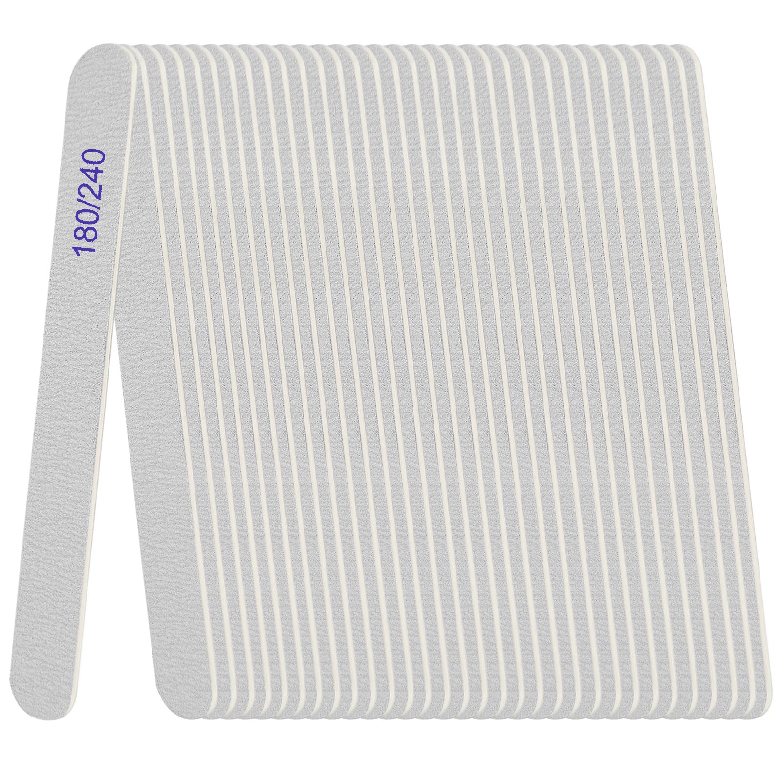 Professional 180/240 Grit Double Sided Wooden Nail Files - Reusable Emery Boards for Natural Nails Manicure & Pedicure (24 Pack) - Perfect for Home Salon, Travel & DIY Nail Care