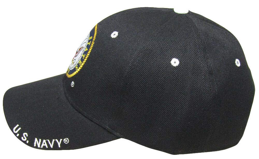 US Navy Embroidered Cap - Official Navy Emblem with Shadow Stitch - Adjustable Military Hat for Veterans & Patriotic Events