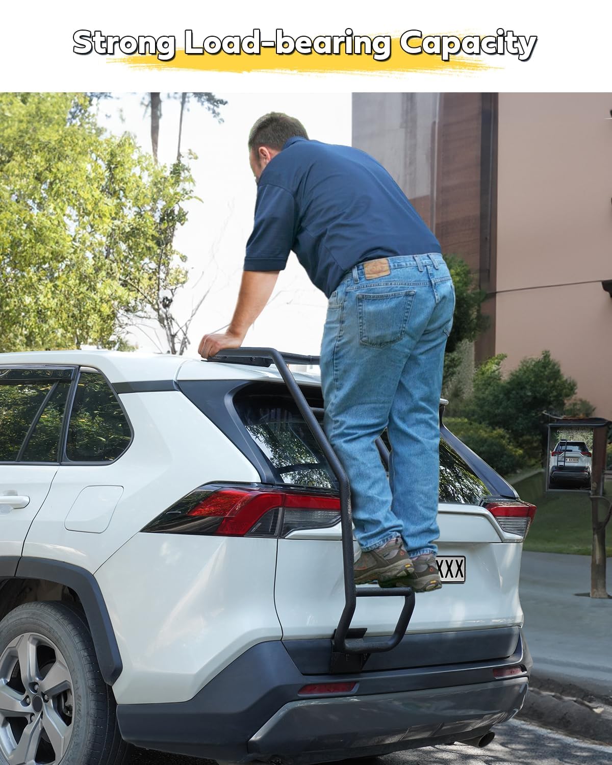 2019-2025 Toyota RAV4 Rear Tailgate Ladder - Heavy Duty Left Side Accessory for Off-Roading, Camping & Roof Rack Access