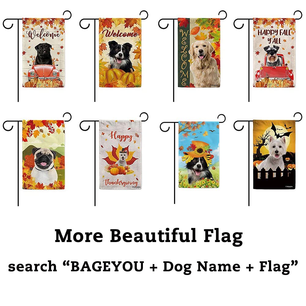 BAGEYOU Fall Dog House Flag - Cute Pekingese Dog in Pumpkin Patch with Autumn Maple Leaves, Double-Sided 28x40 Inch Outdoor Banner for Porch, Yard & Seasonal Home Decor