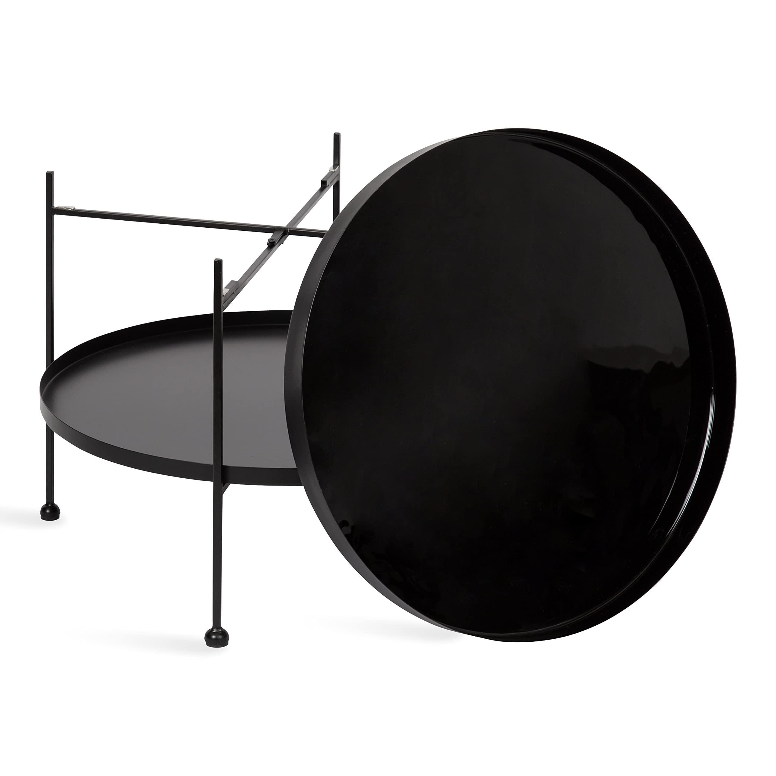 Kate and Laurel Nira Metal Coffee Table - 26 Inch Round Modern Side Table for Living Room, Black - Perfect for Small Spaces, Apartments & Lounge Areas