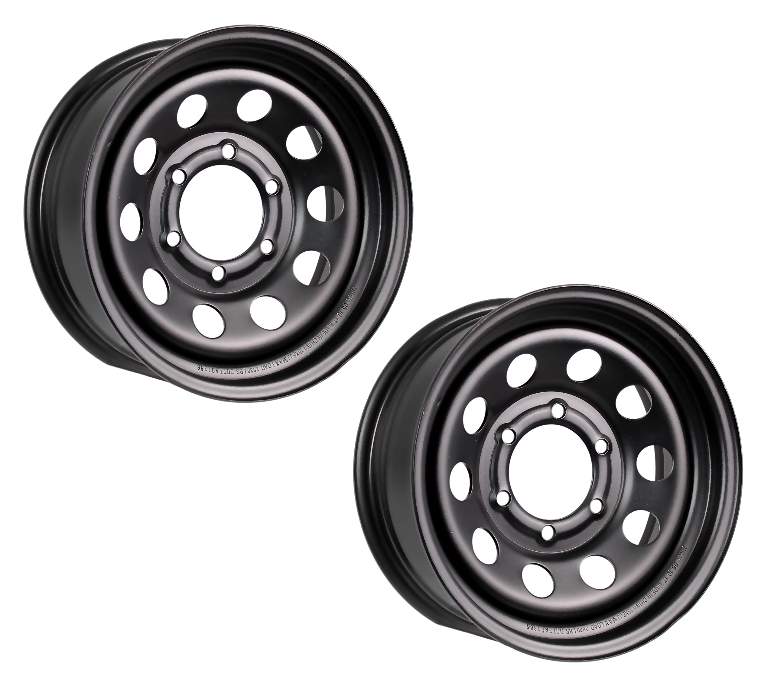 2-Pack 15x6 Black Trailer Rim Wheels - 2830 lb Capacity, 4.27