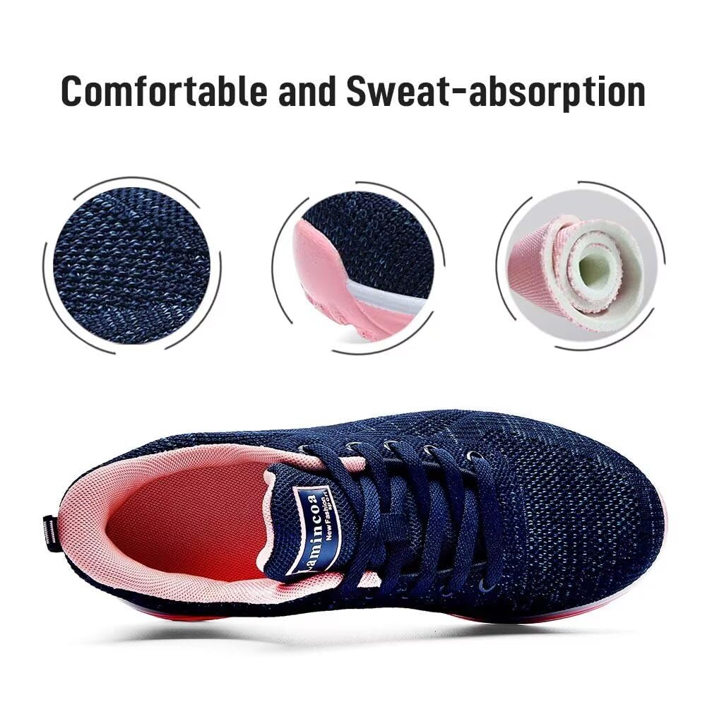 Lamincoa Women's Lightweight Walking Running Shoes - Non-Slip Breathable Mesh Sneakers with Air Cushion for Gym, Workout, Tennis & Sports | Perfect for Jogging, Training & Active Lifestyle
