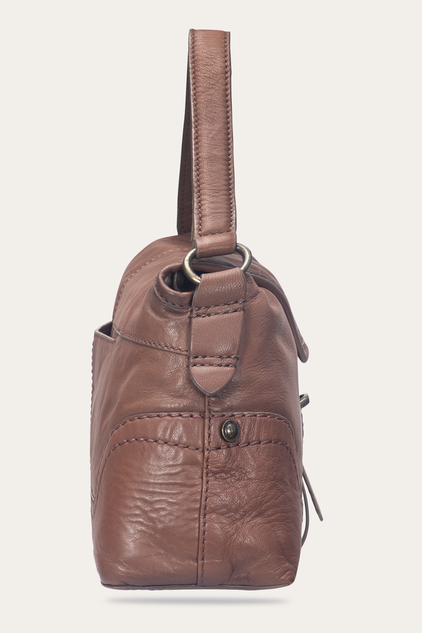 Premium Genuine Leather Campus Shoulder Bag in Cognac - Perfect for College, Work & Everyday Use