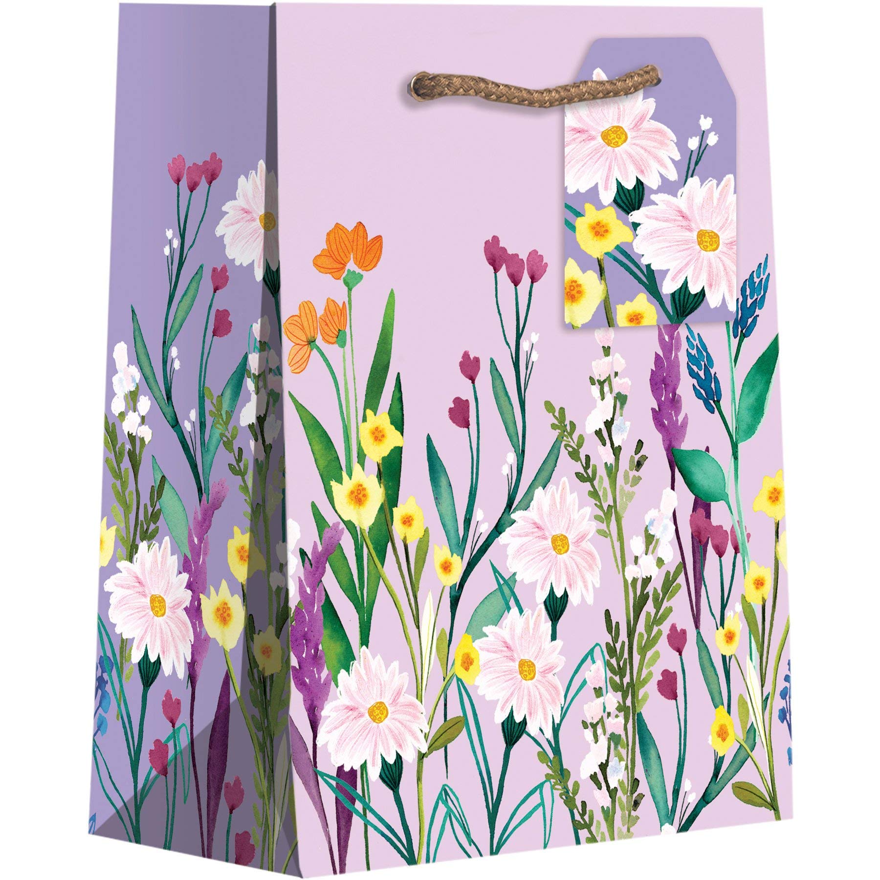 Jillson Roberts Medium Floral Bags - Secret Garden Design (60 Pcs) - Perfect for Gift Wrapping, Party Favors & Home Decor