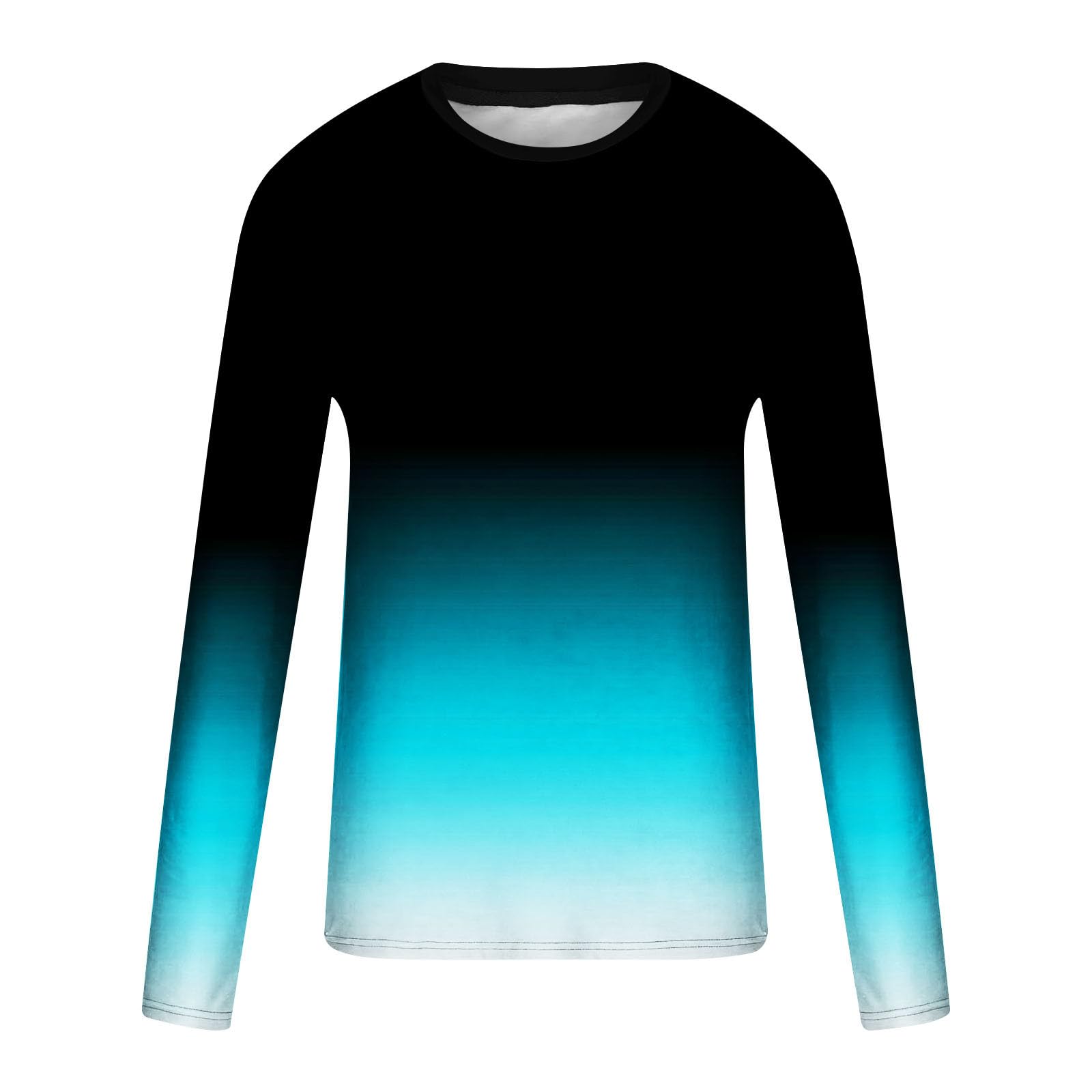 Men's Long Sleeve Graphic Tee Shirt - Casual Gradient Color Pullover Sweatshirt for Fall | Loose Fit Athletic Top for Running, Gym & Streetwear Fashion