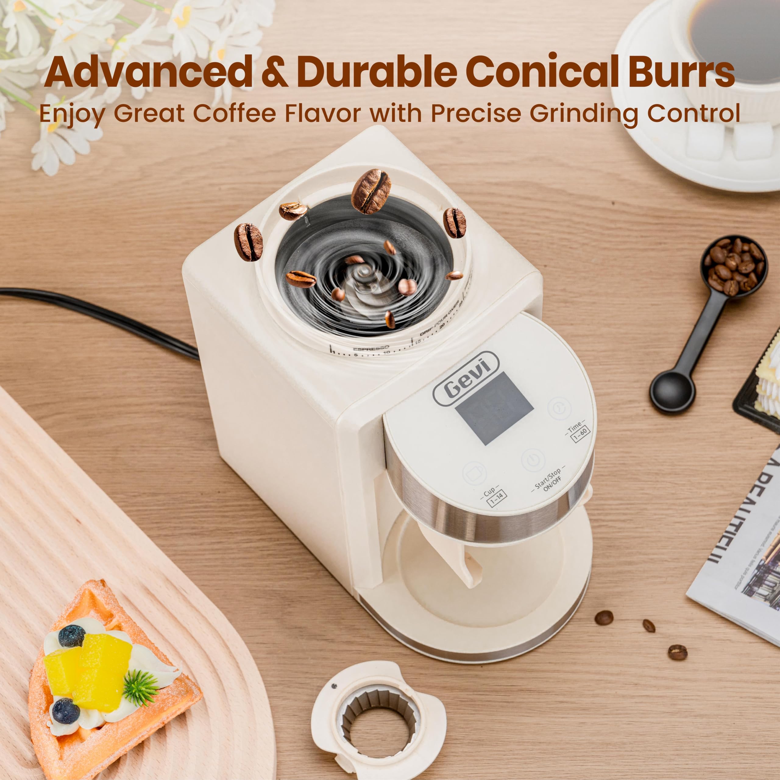 Gevi 20 Bar Super-Automatic Espresso Machine with Built-in Burr Grinder - 35 Precise Grind Settings, Professional Coffee Maker for Home & Office - Perfect Gift for Coffee Lovers (Ideal for Espresso, Cappuccino & Latte Making)