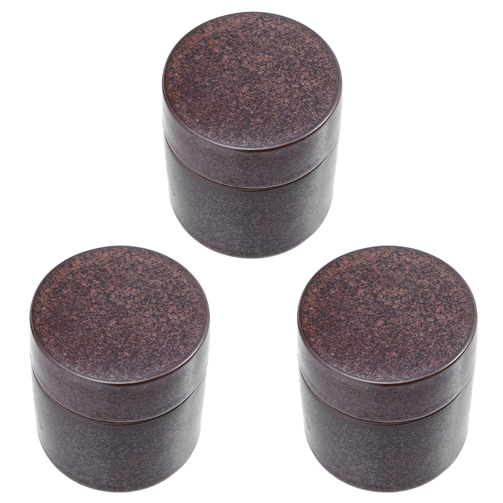 Housoutil 3-Piece Ceramic Tea & Coffee Storage Canister Set - Airtight Food Storage Containers with Lids for Sugar, Spices, Kitchen Pantry Organization (Mixed Colors) - Perfect for Home, Office & Gift Giving