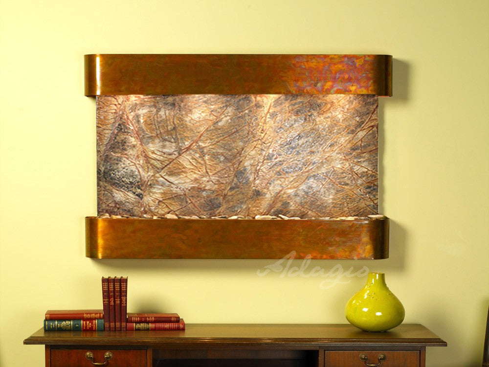 Adagio Sunrise Springs Round Rustic Copper Brown Marble SSR1006 - Elegant Dining Table Top for Kitchen, Living Room & Outdoor Patio Decor