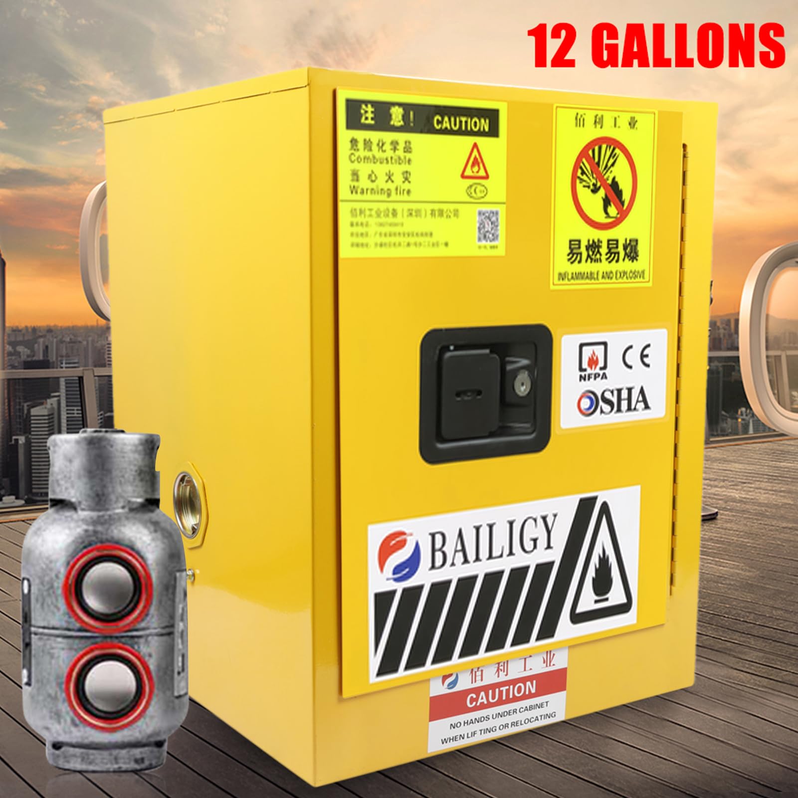 12 Gallon Fireproof Flammable Liquid Storage Cabinet - 18