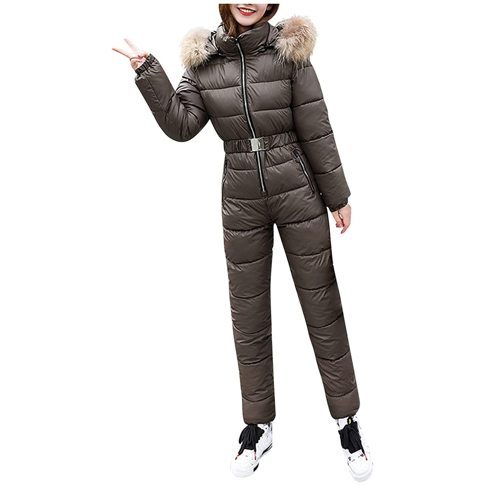 Women's Ski Suit One-Piece - Waterproof Winter Snowsuit with Hood & Zipper for Skiing, Snowboarding & Outdoor Sports | Warm & Comfortable Skiwear for Women
